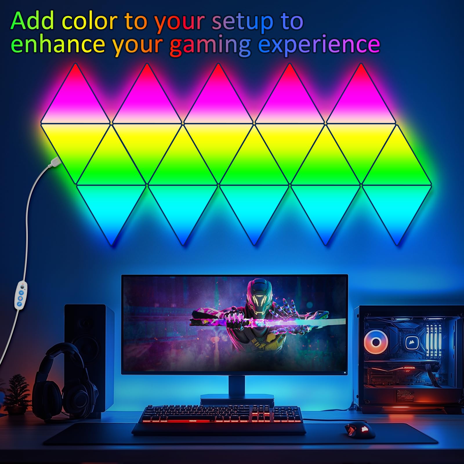 Coplsdors Led Triangle Light Panels - 8Pack Rgb Wall Light Remote & App Control Multicolor Effects Music Sync Diy Smart Panel Mo