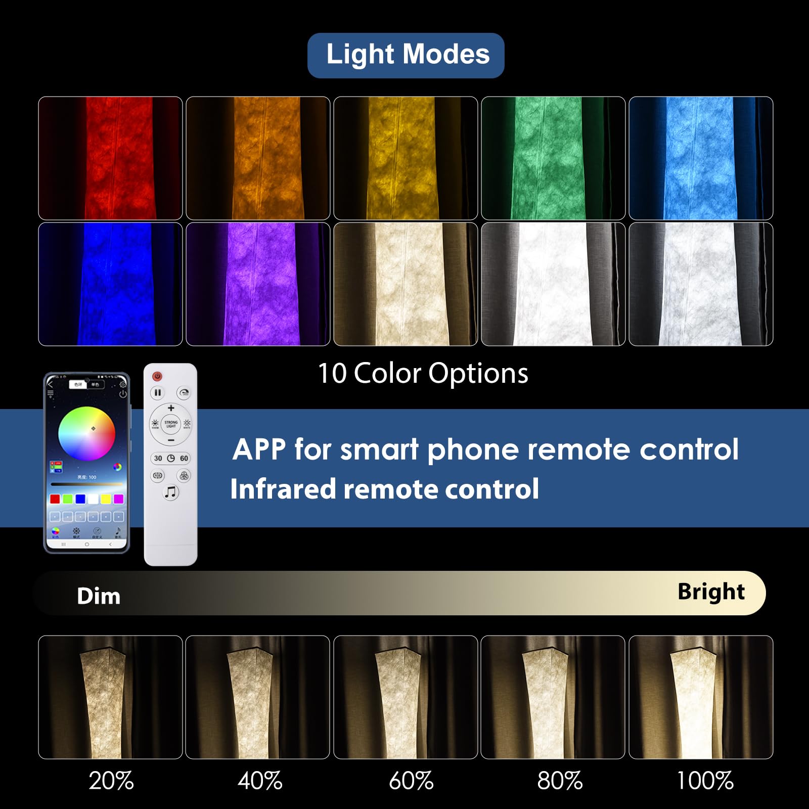 Yinghuochong RGB Color Changing LED Floor Lamp, 62in  Smart Lamp with Music Sync and APP Control, Model LAMP02, Plastic, for Living Room/Bedroom