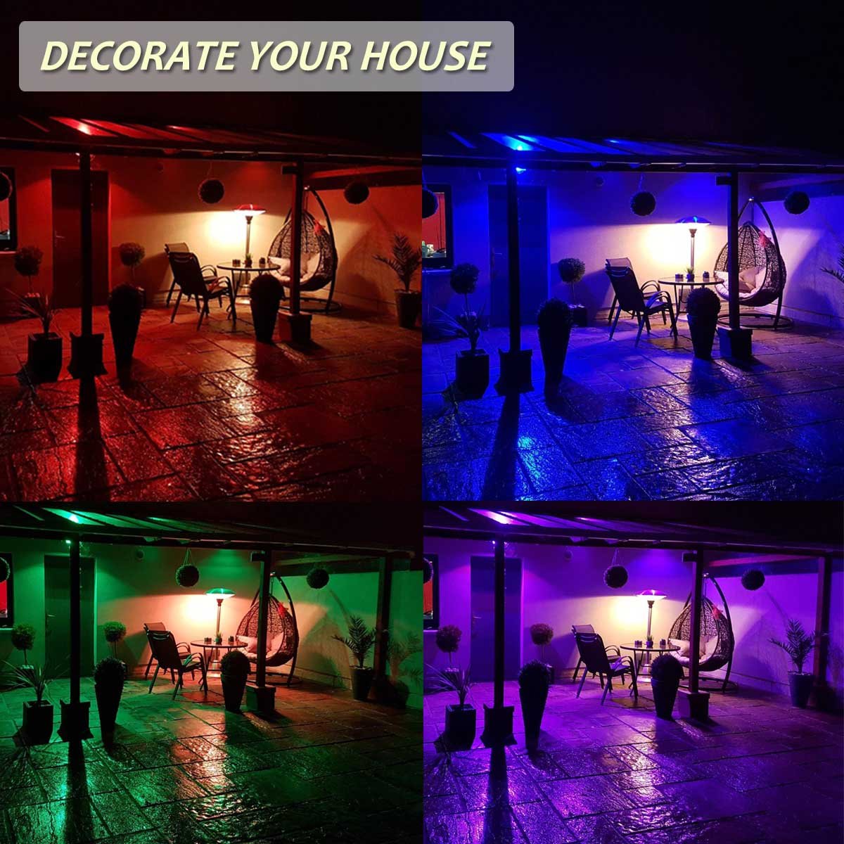 GLW 30W RGB LED Flood Light - Waterproof Stage Lighting with Remote, 16 Colors, Dimmable, Model FMW-R014FL-30W, IP65
