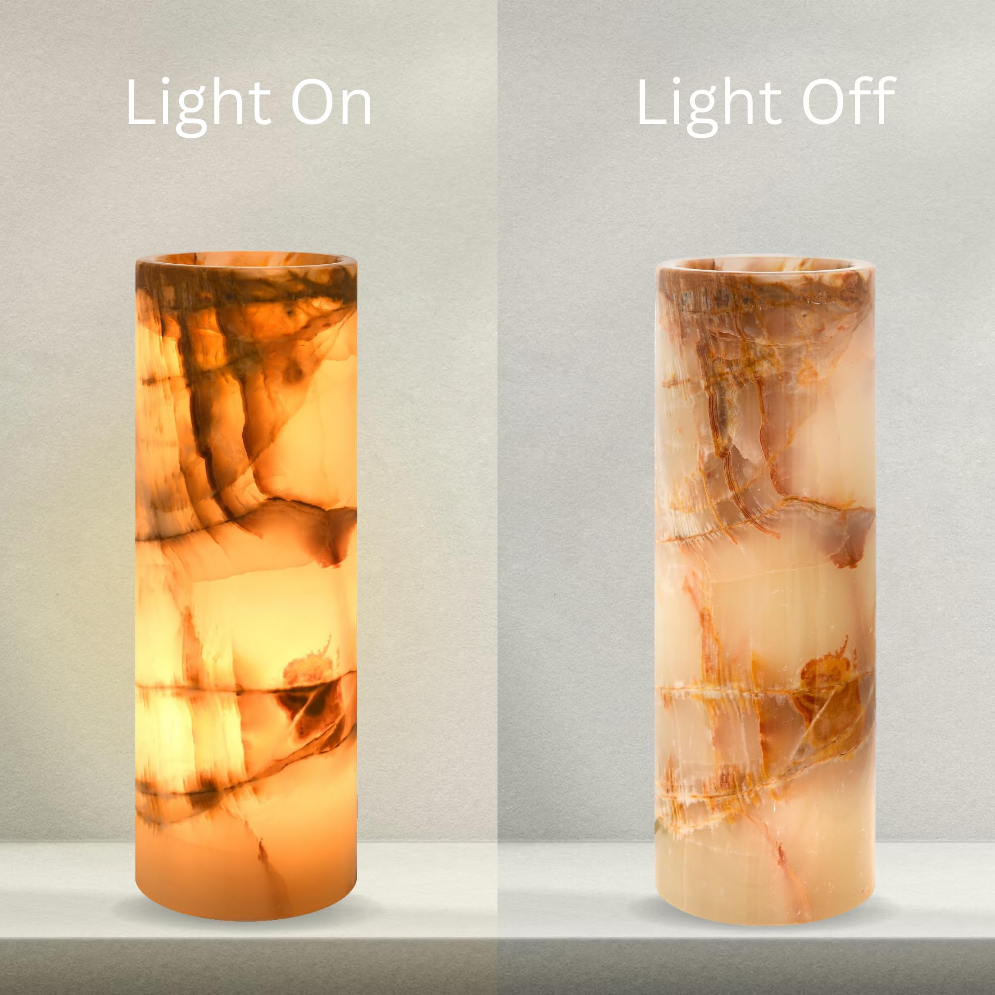 Umaid Onyx Marble Table Lamp - Dimmable, Warm Amber Glow, Unique Home Decor For Office & Bedroom