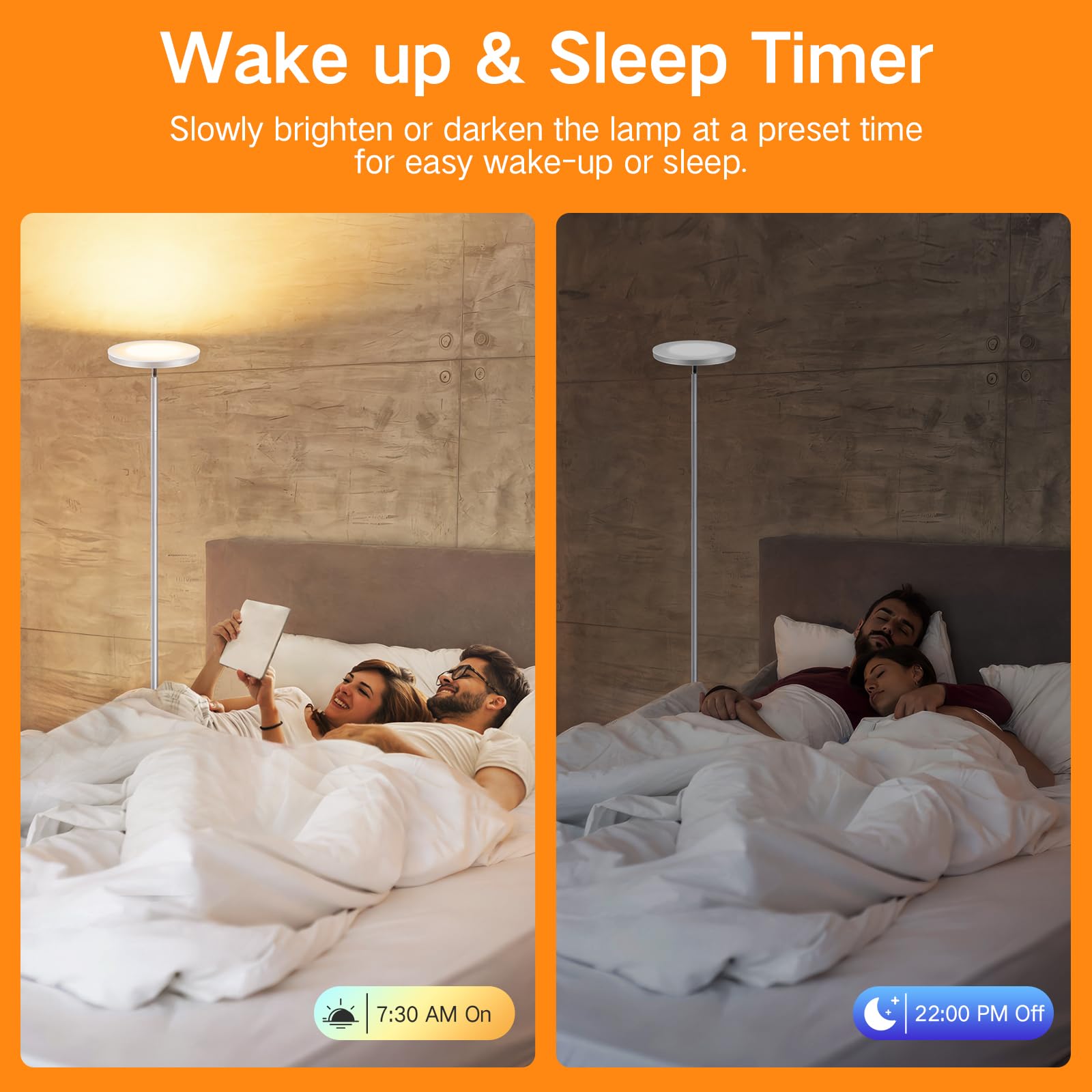 OUTON Smart LED Floor Lamp, 30W Dimmable, Alexa/Google Compatible, Silver Grey, Model MF18228