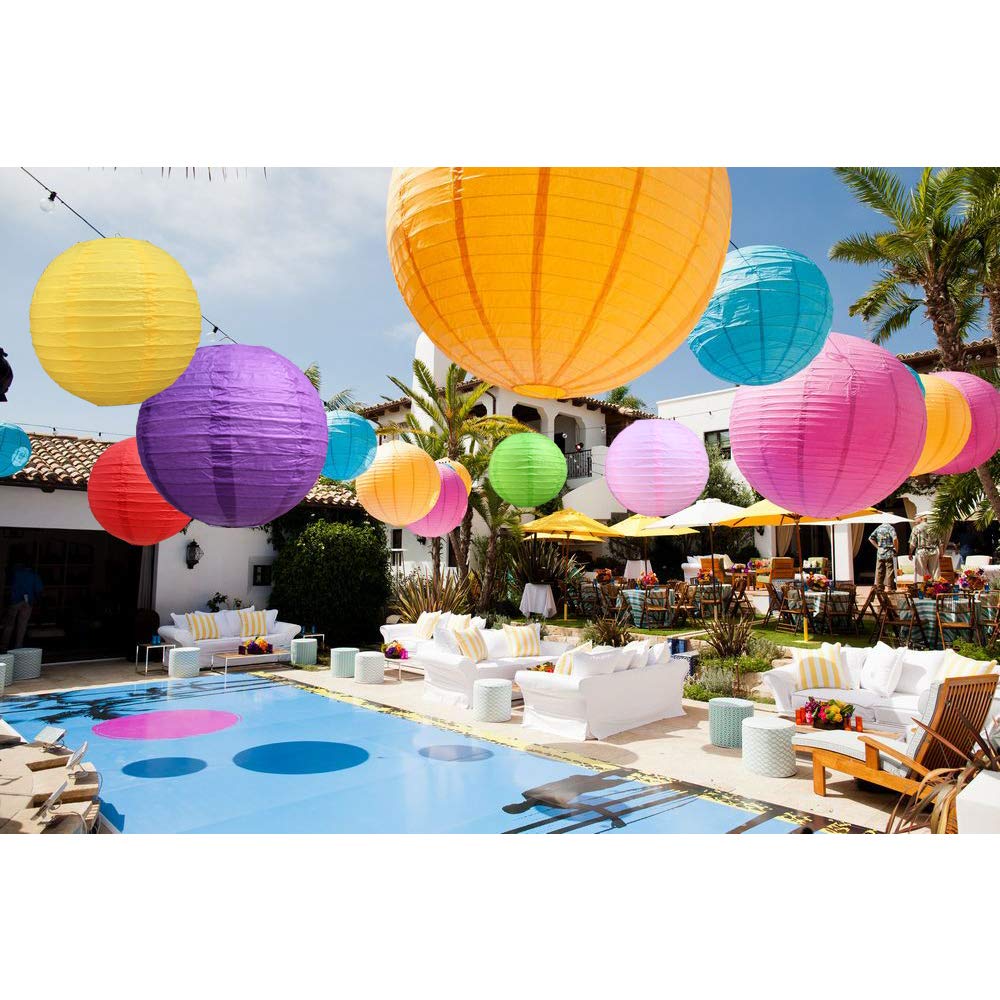 Beishida 16Pcs Colorful Paper Lanterns Multi-Color Chinese/Japanese Hanging Round Paper Lanterns For Wedding, Birthday, Baby Sho