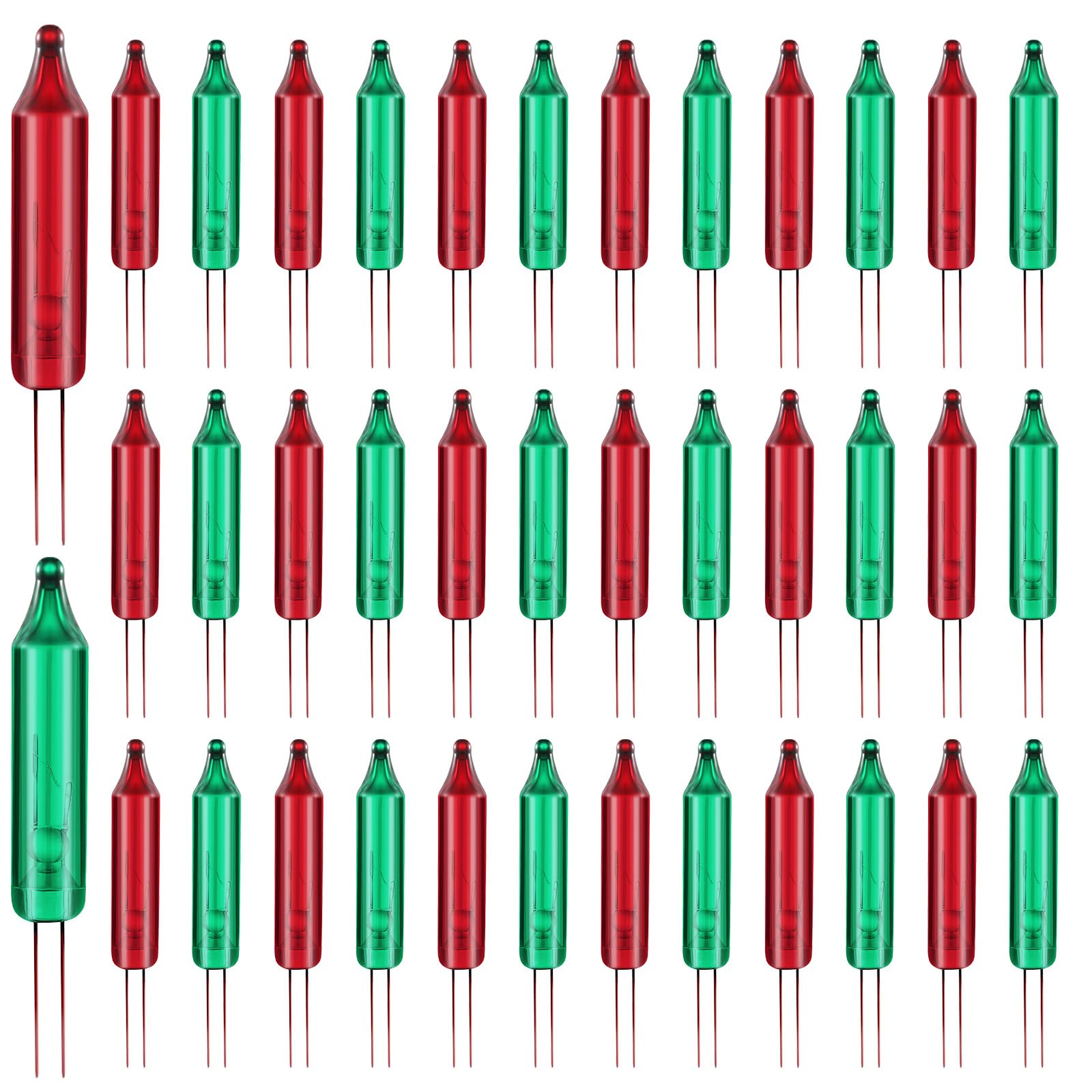 Mudder 300 Pcs Replacement Mini Light Bulbs Christmas Tree 2.5 V Incandescent Glass String Light Bulbs With Base Indoor Outdoor Xmas Decoration  0.17 Ampere  0.425 Watt (Red And Green)