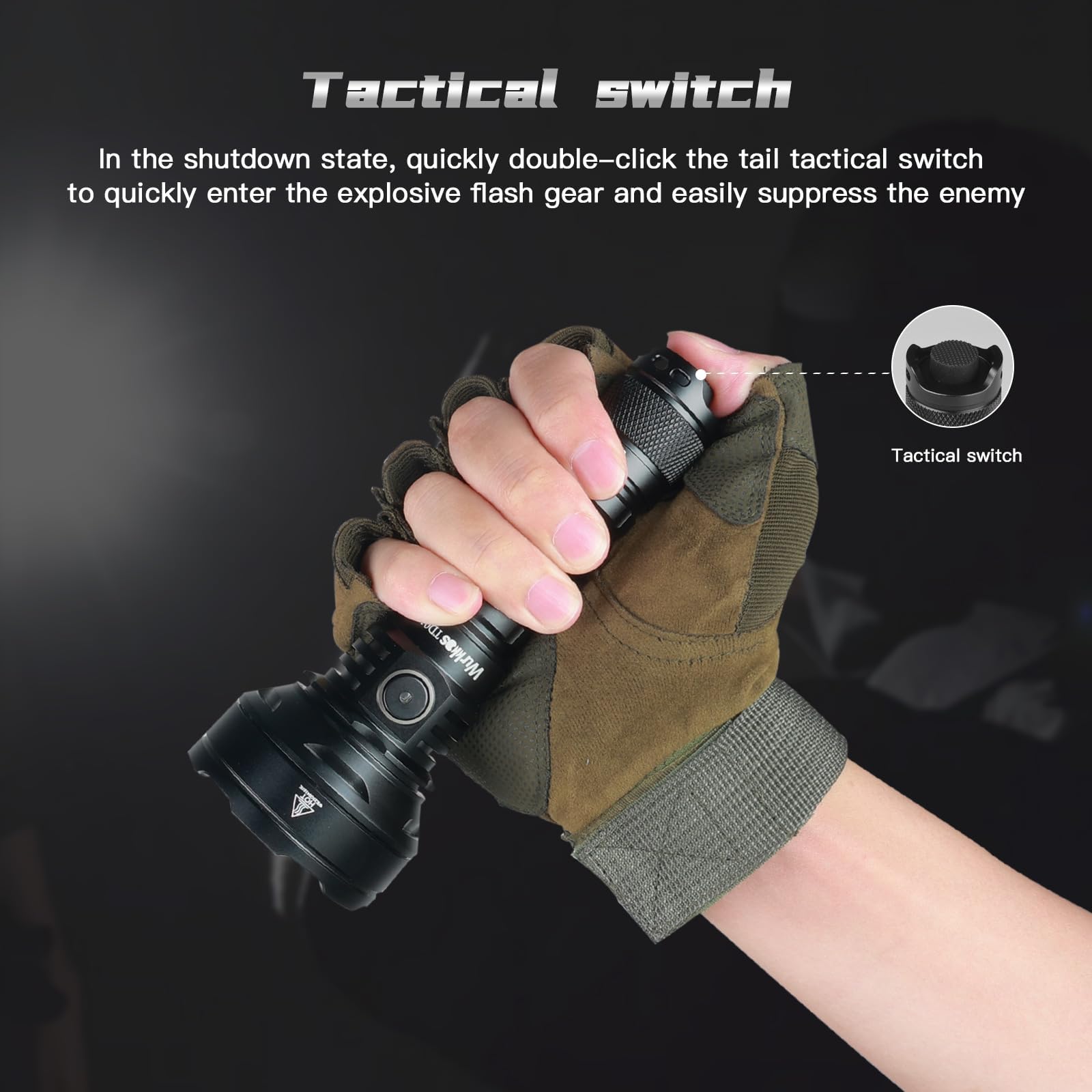 Wurkkos TD01 Tactical Flashlight - 2000LM Super Bright, Rechargeable, Dual Switch, IP68, 1039M Range