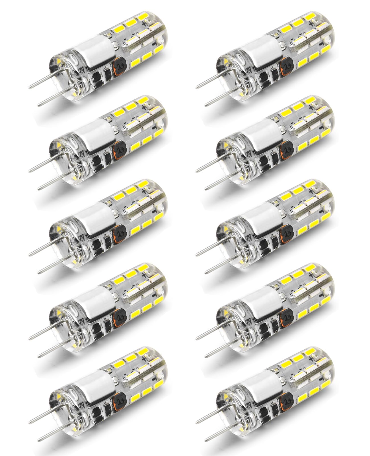 Joutameili 10 Pack G4 Led Bulb 12V Ac Dc 1.5W No Flicker G4 Bulbs Bi-Pin Led Light 10W 20W T3 Halogen Lamp Replacement (Daylight