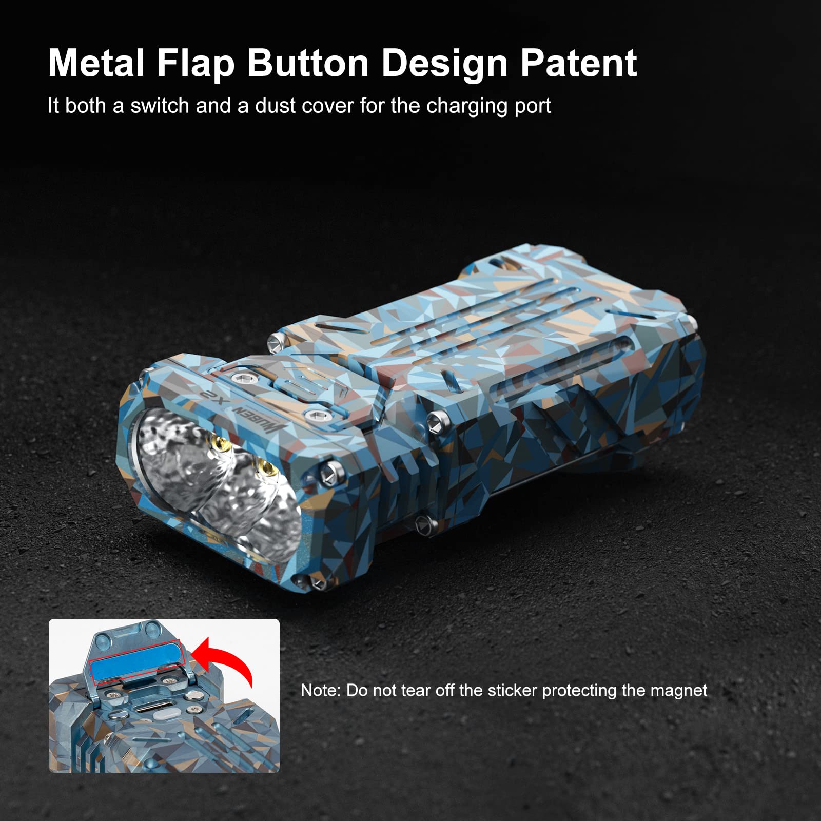 Wuben X2 1800 Lumens Mini Rechargeable Flashlight, 90+ Cri, 6 Modes, Camouflage