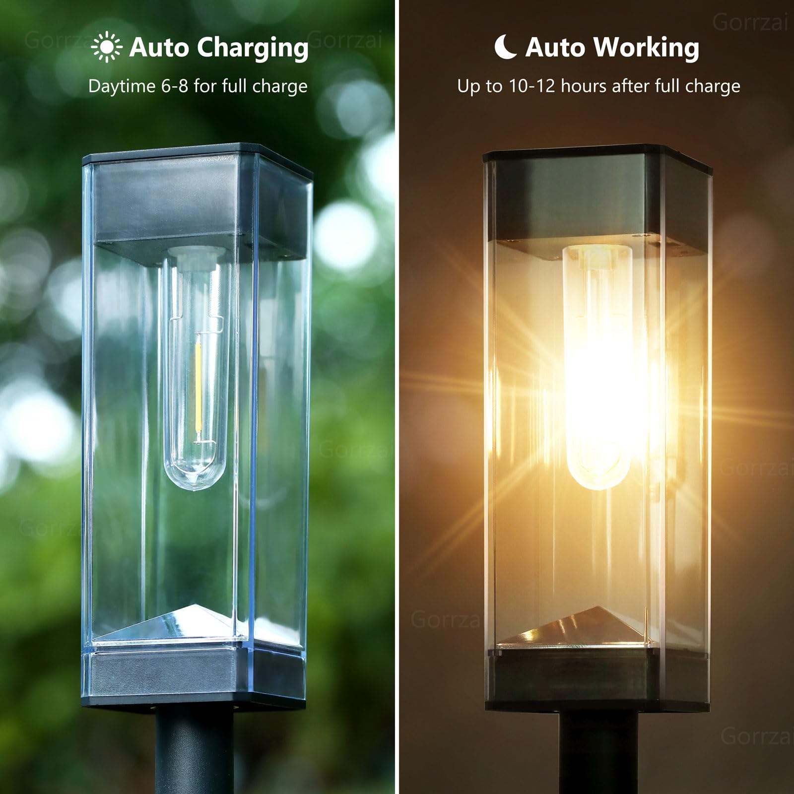 Gorrzai 8 Pack Solar Pathway Lights - Led Waterproof Stainless Steel Outdoor Garden Lighting