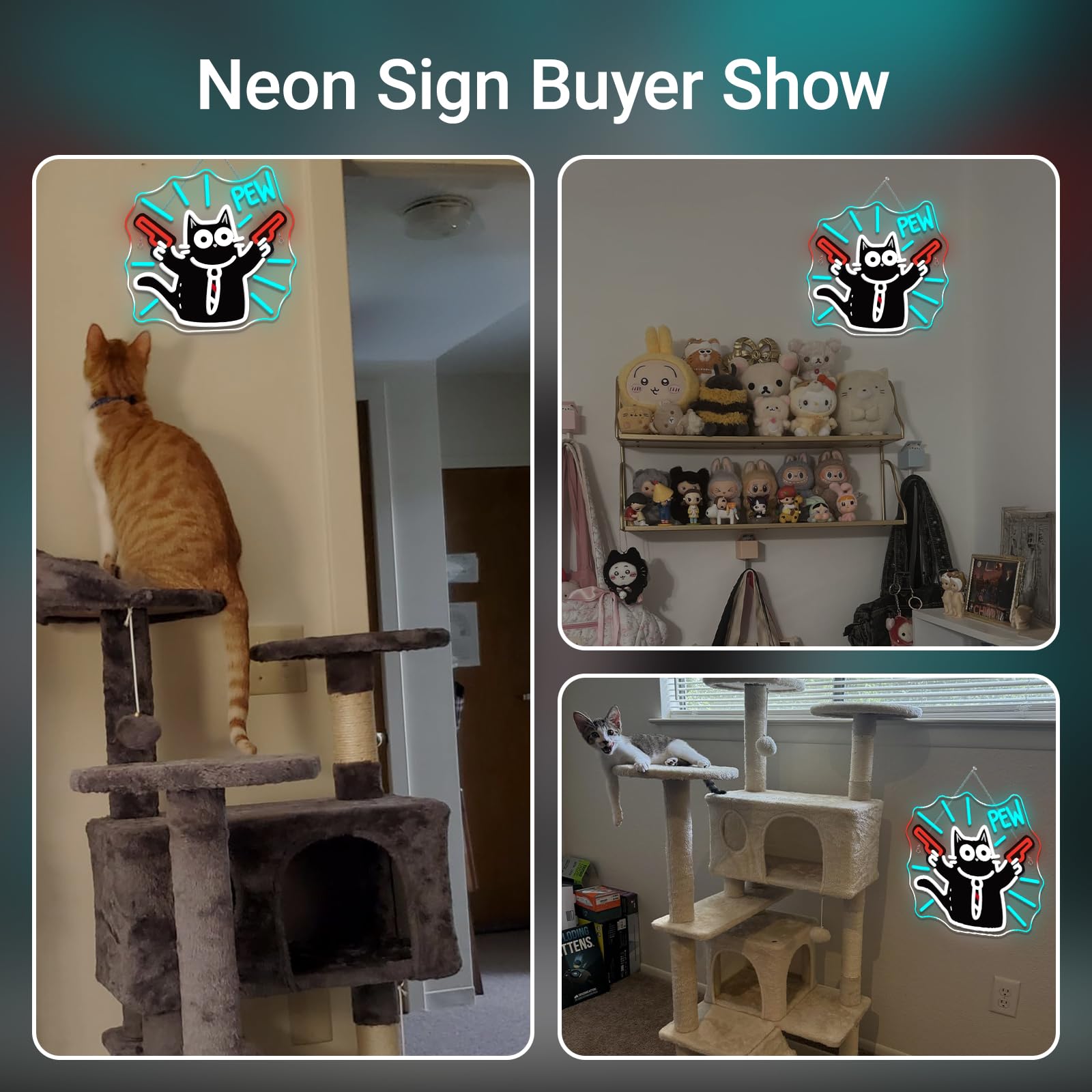Cat Neon Sign Pew Led Light Cute Neon Signs For Wall Decor Bar Light Up For Game Room Bedroom Cat Cafe Pet Party Decoration Cat Lovers Kids Gifts