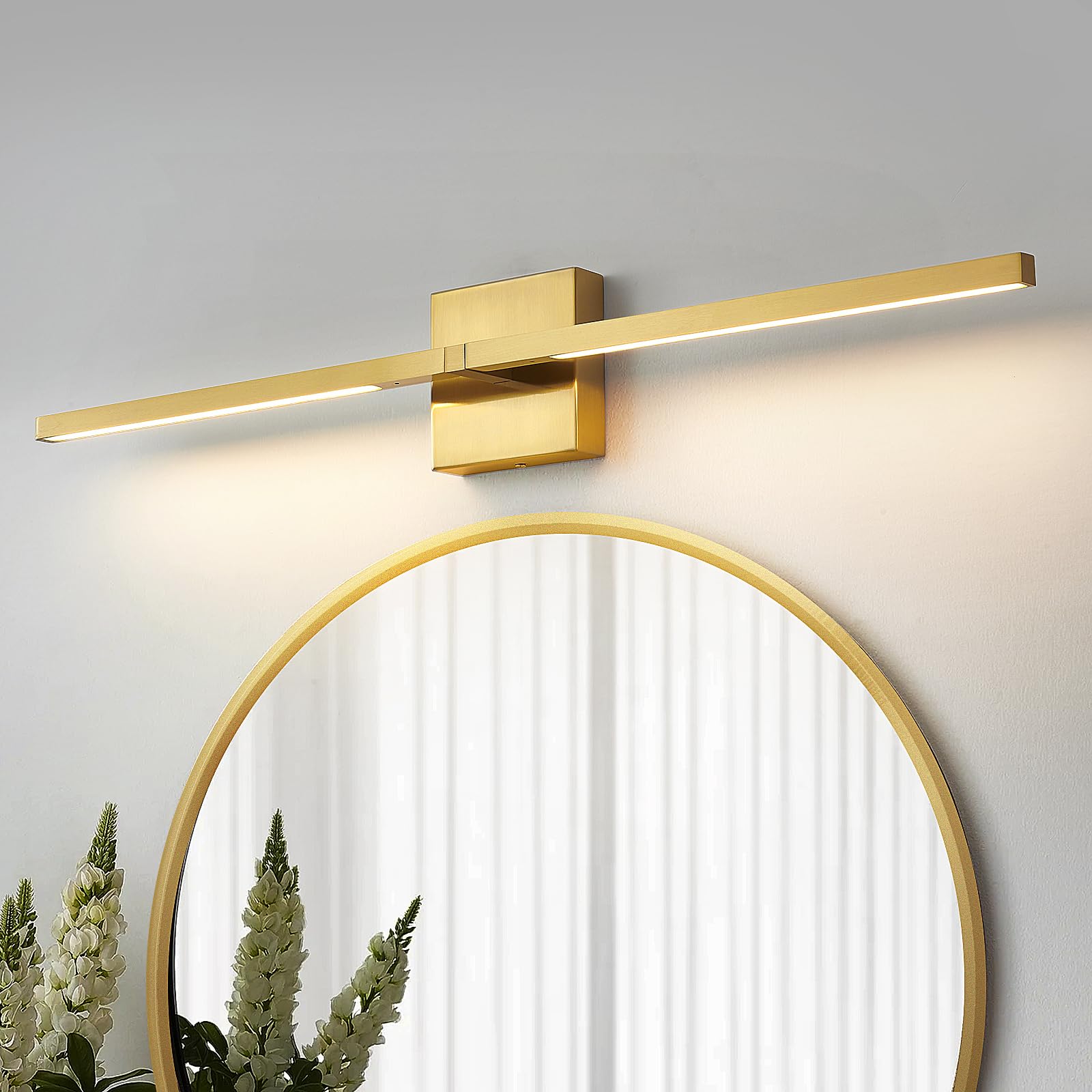 Ccycol Gold Bathroom Vanity Light Fixtures - 30 Inch Rotatable Modern Led Vanity Lights With 3500K Warm Light Brushed Bathroom W