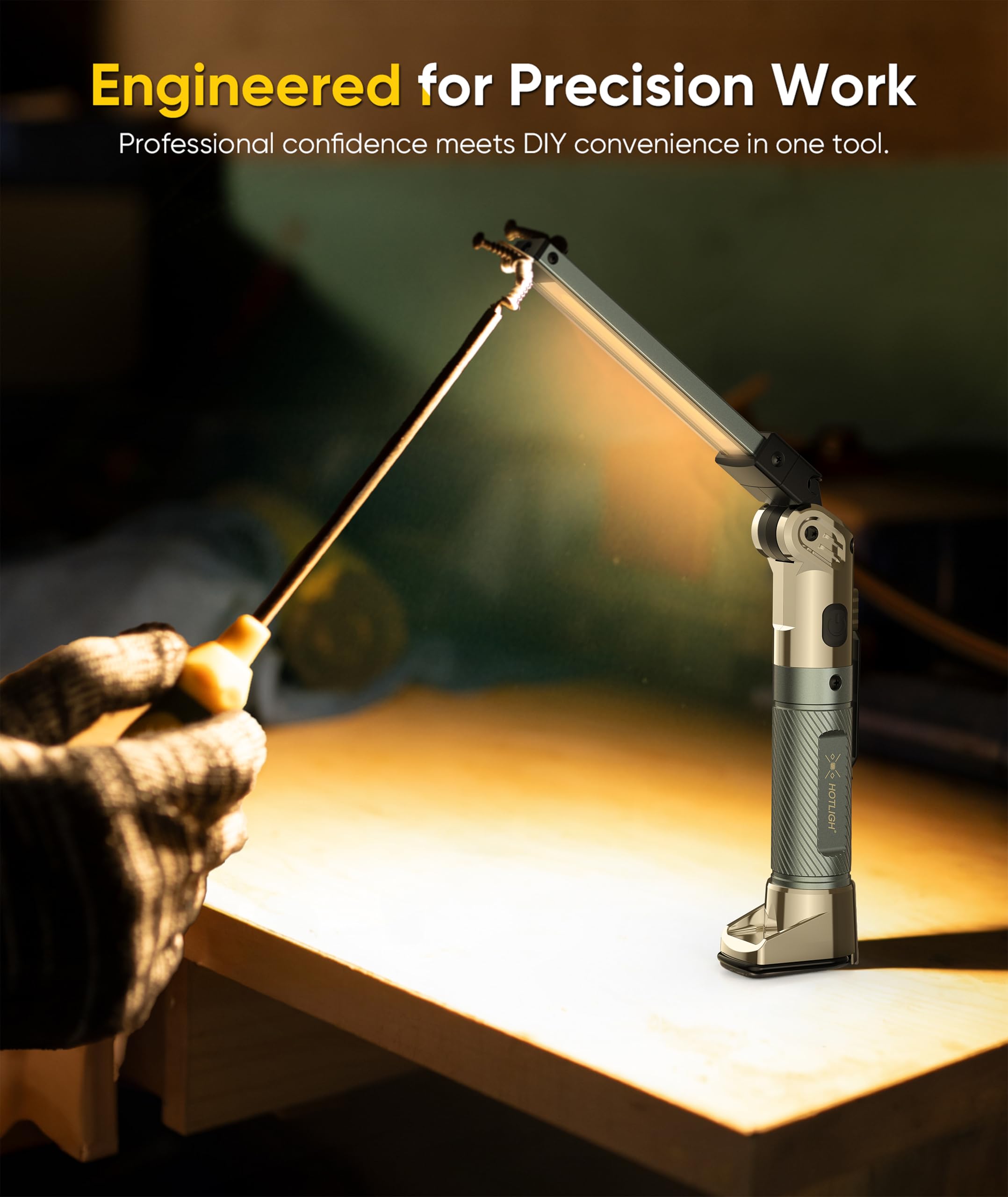 Hotligh Magnetic Work Light - 4000Mah Rechargeable Work Light With Hook Design  1200 Lumens Mechanic Light  3 Lighting Modes Magnetic Flashlight For Repairing?Emergency