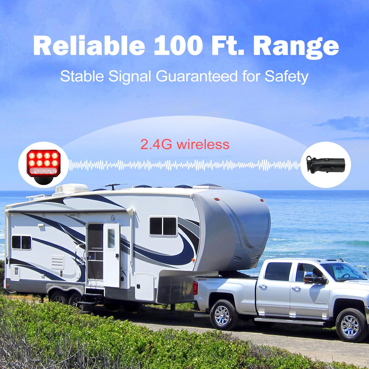 LKSSBR Wireless Trailer Light Magnetic - 4-In-1 Waterproof LED Strobe/Tail Light/Brake Light/Turn Signal, 2 Installation Methods