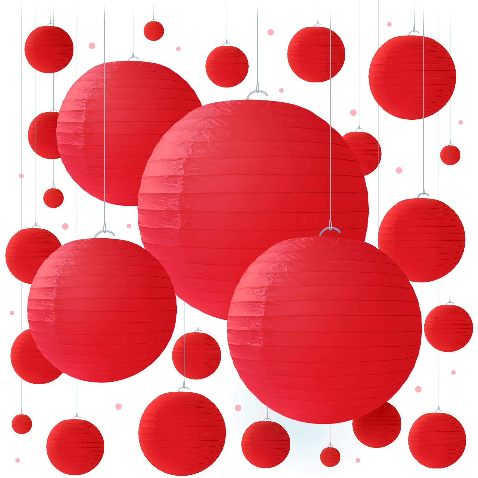 Red Paper Lanterns - 25 Piece Set - Red Party Decorations For Birthdays, Weddings And Special Occasions By Avoseta