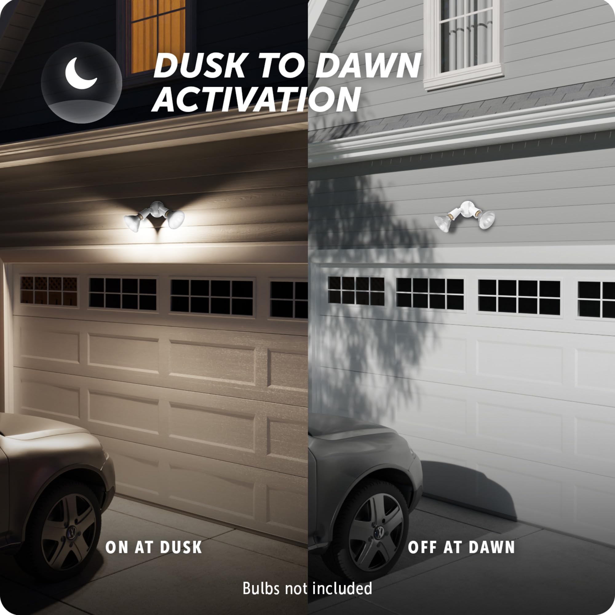 Globe Electric 240W Twin Head Security Flood Light, Dusk to Dawn, White, Model 17000081