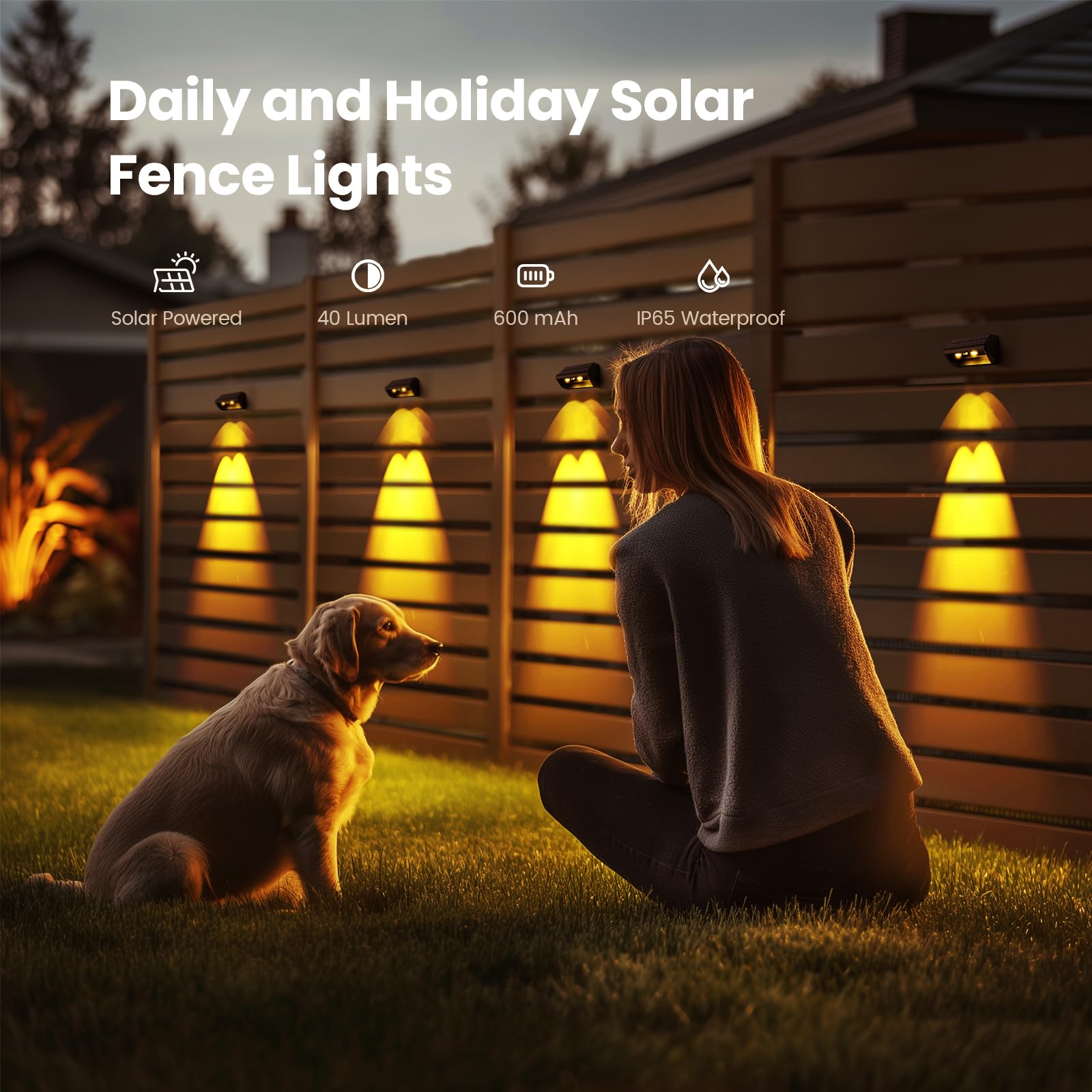 Bridika Solar Fence Lights Outdoor, 12 Pack LED Warm White & RGB, Black, Waterproof, Model QS31071