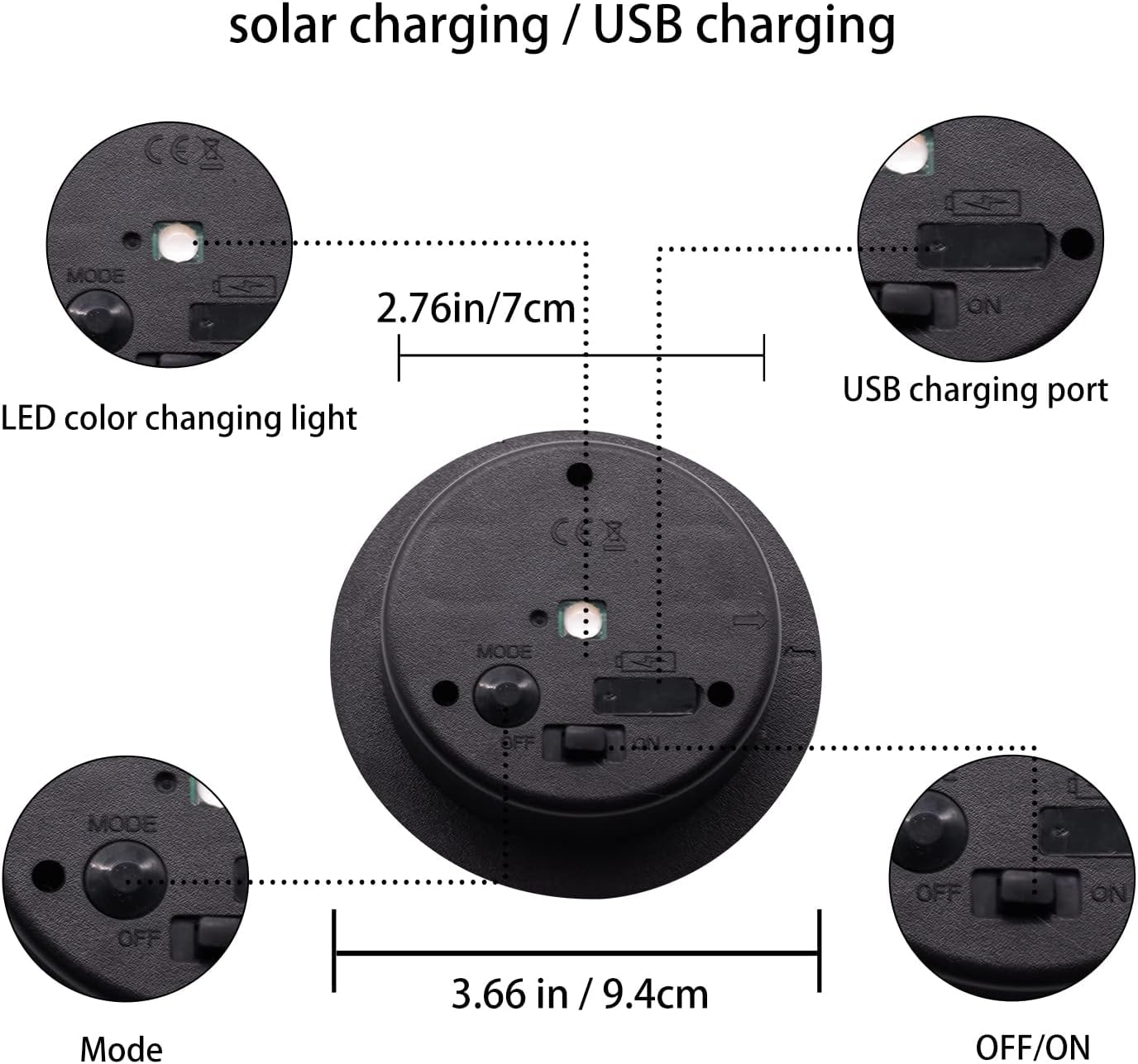 ANGMLN 2 Pack Solar Lantern Replacement Kit, 8 Color Waterproof LED Lights, 3.74 Size, 10 Lumens, Multicolor