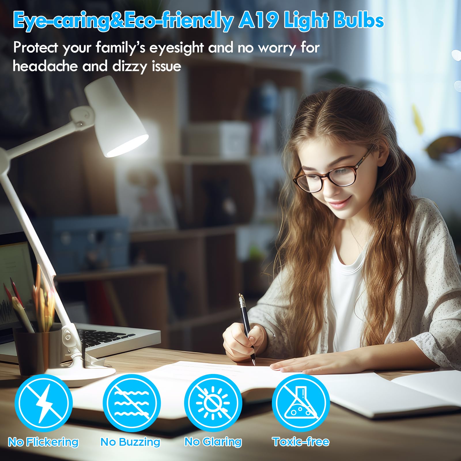 Led Light Bulbs 100 Watt Equivalent 1600 Lumens, A19 14W Super Bright Daylight White 5000K Led Bulbs, Standard E26 Medium Screw Light Bulbs Non-Dimmable, 25000+Hrs Lifespan, No-Flicker, 12-Pack