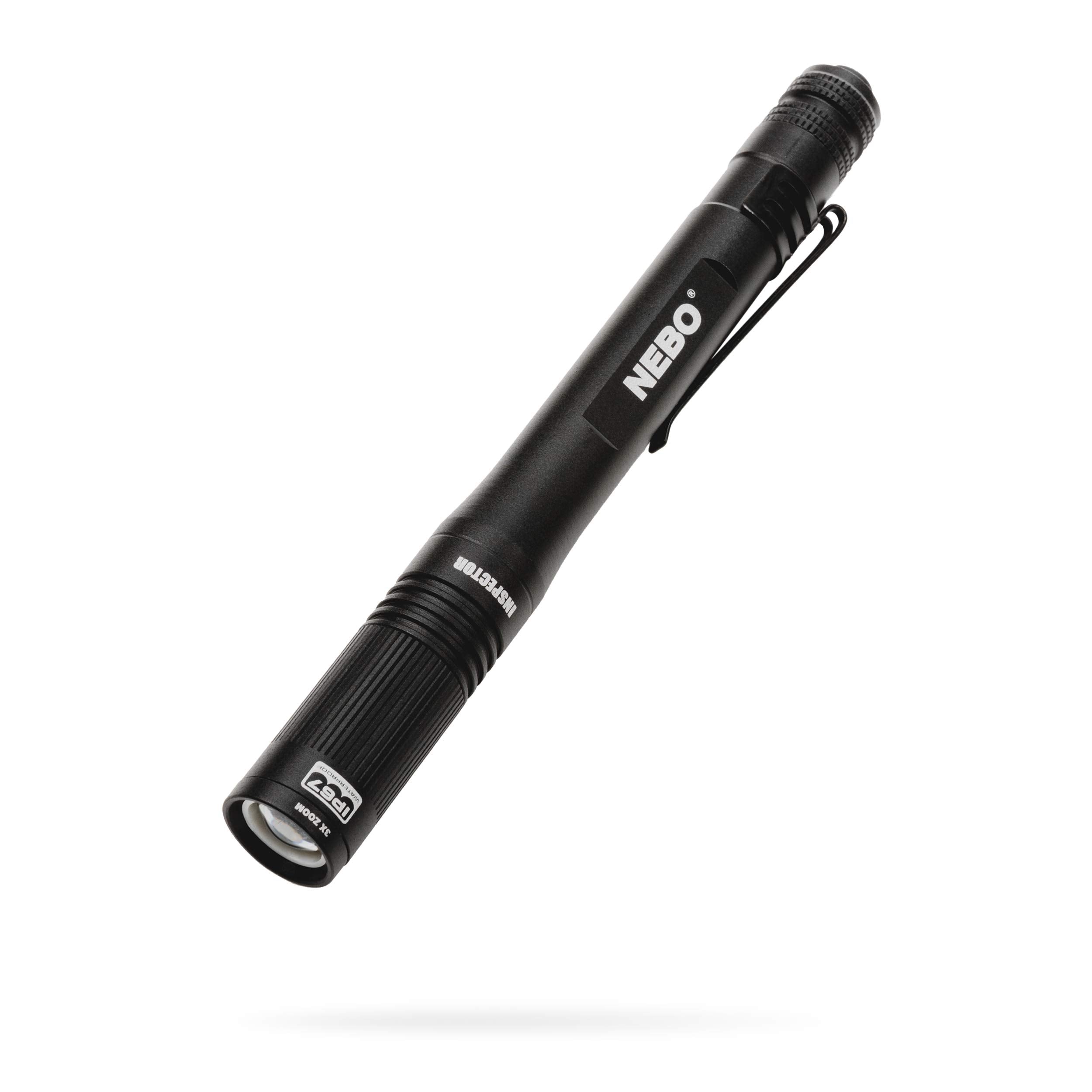 6713 NEBO INSPECTOR 180 lumen waterproof pocket stylus pen light with clip for compact EDC,Black