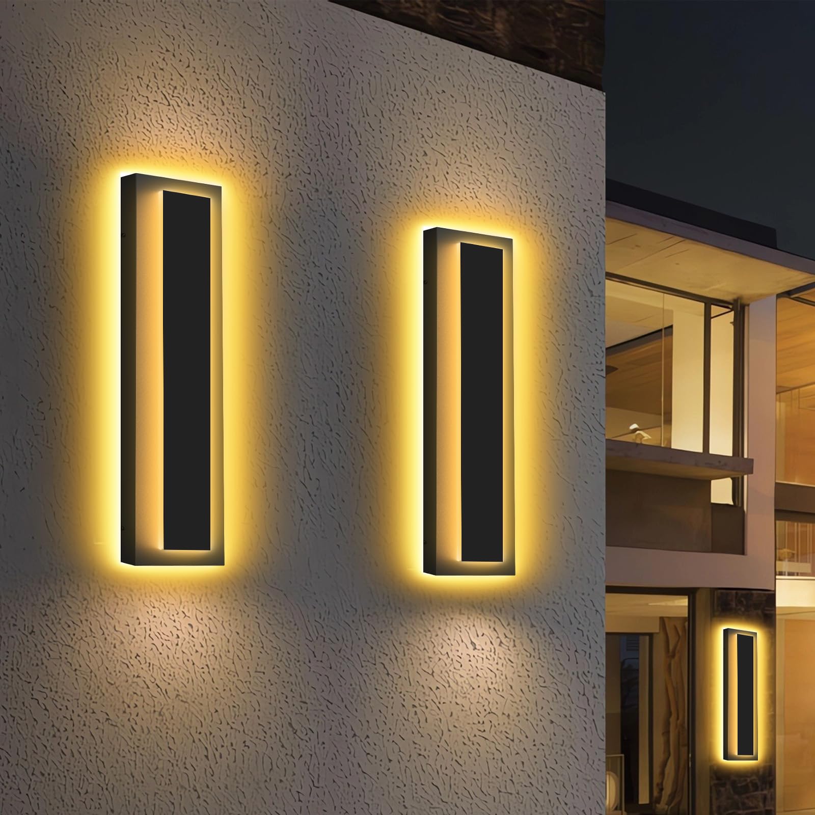 Picico 12In Modern Led Outdoor Wall Lights  Dimmable Black Exterior Wall Sconce Lighting Fixtures  Rectangular Mini Outdoor Garage Lights  360 Beam Angle Vertical Outdoor Lights For House Porch