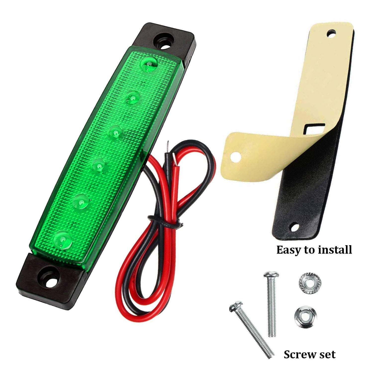 KEING 10 Pack Marine Boat LED Navigation Lights 12V Green for Kayak, Yacht, Dinghy, Pontoons, and Fishing