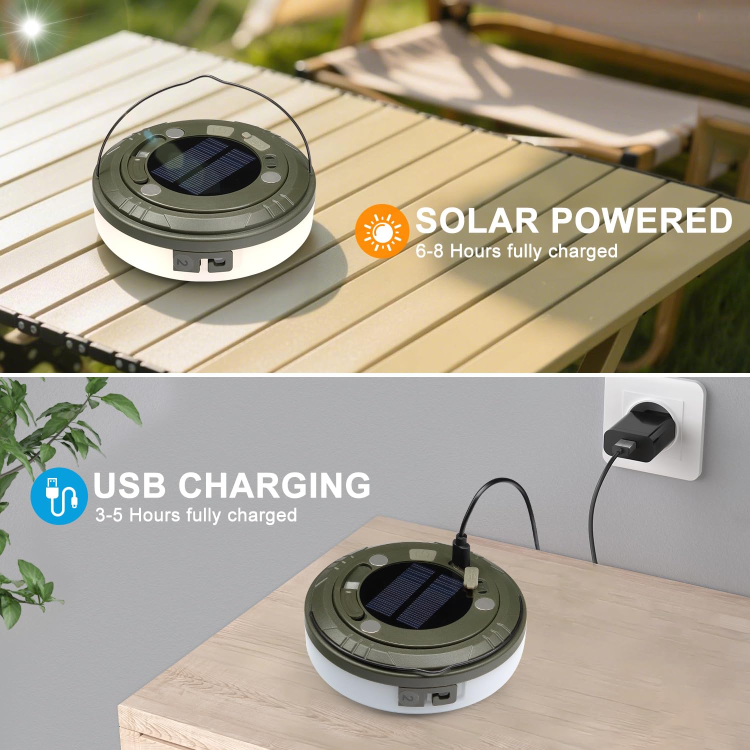 Hiromeco 2-in-1 Solar Camping Lights String, 5 Modes, IP65 Waterproof, 1200mAh Battery, 29.52ft, Multicolor, Model Hir-CSL