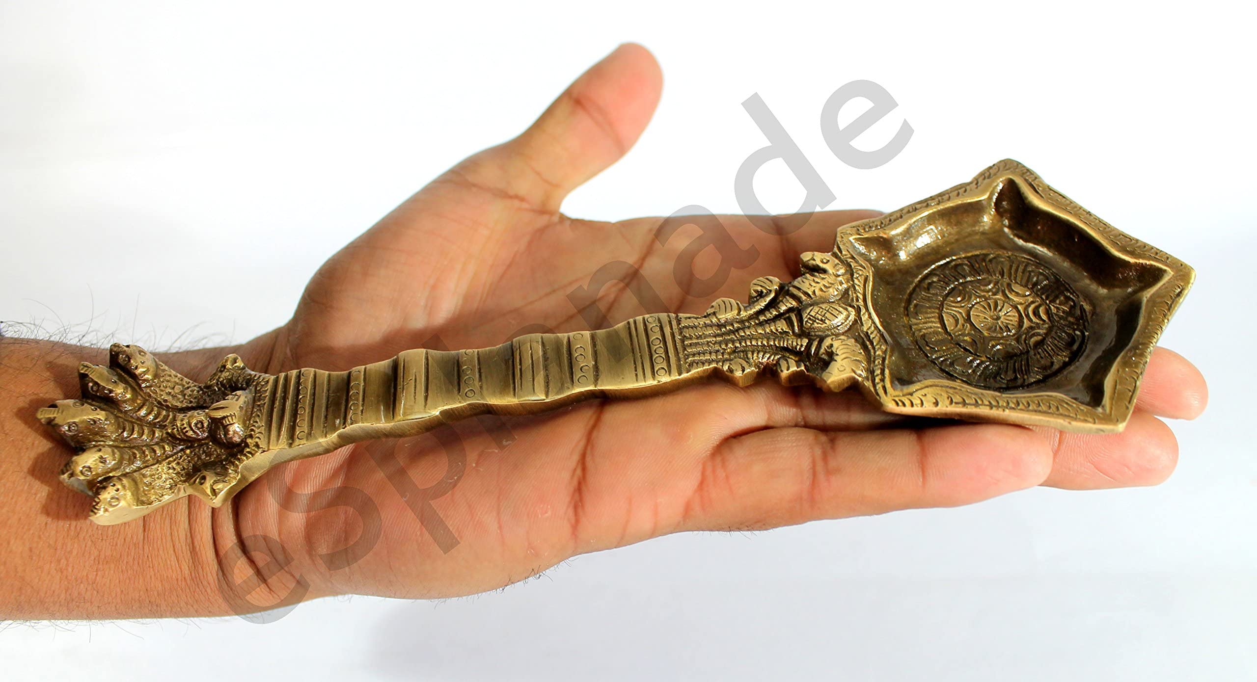 Esplanade Brass Panchmukhi Nag Head Diya | 8.5 Oil Lamp | Golden Decor