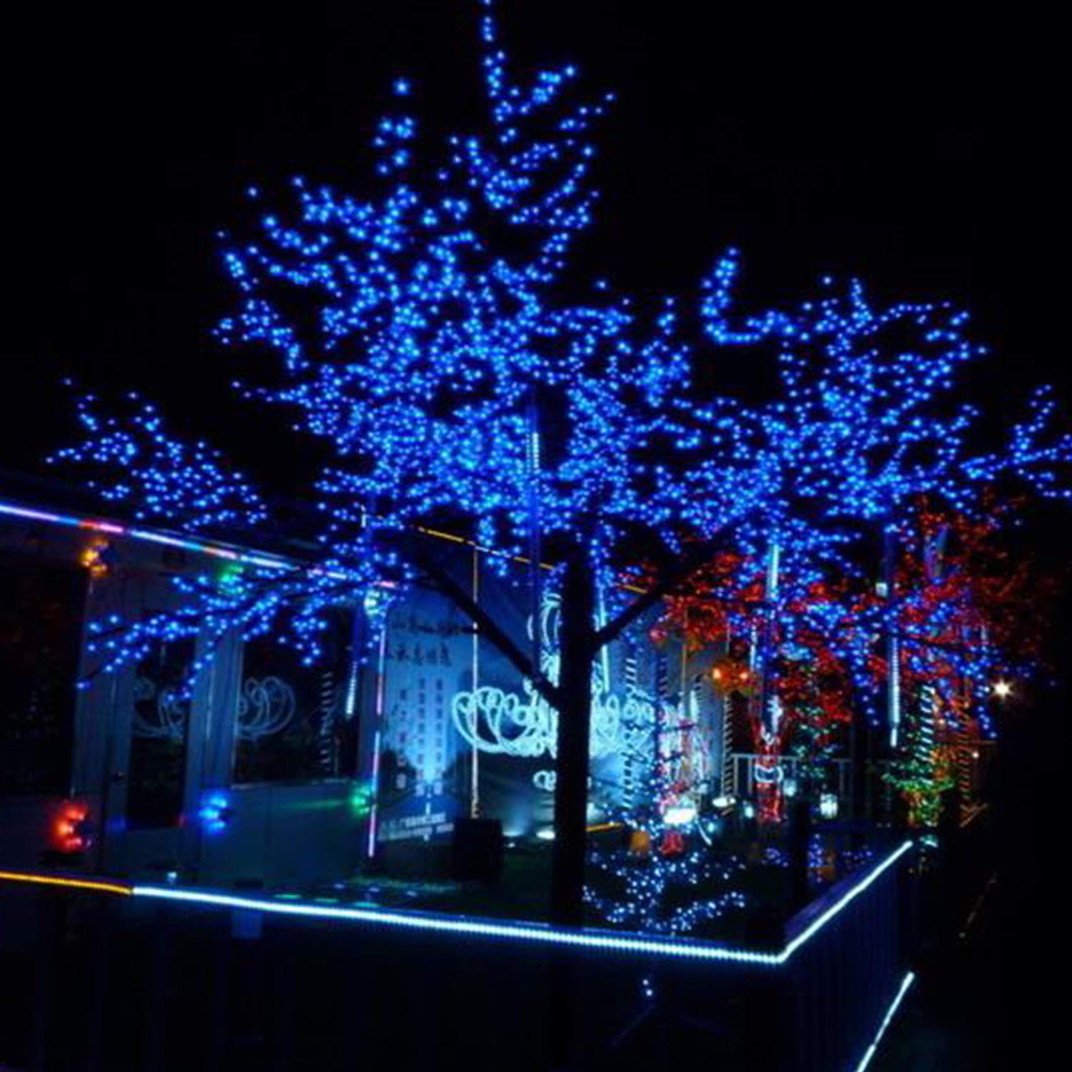 Sprklinlin 2 Pack 100 Led Solar String Lights, Blue Waterproof Fairy Lights For Outdoor Use