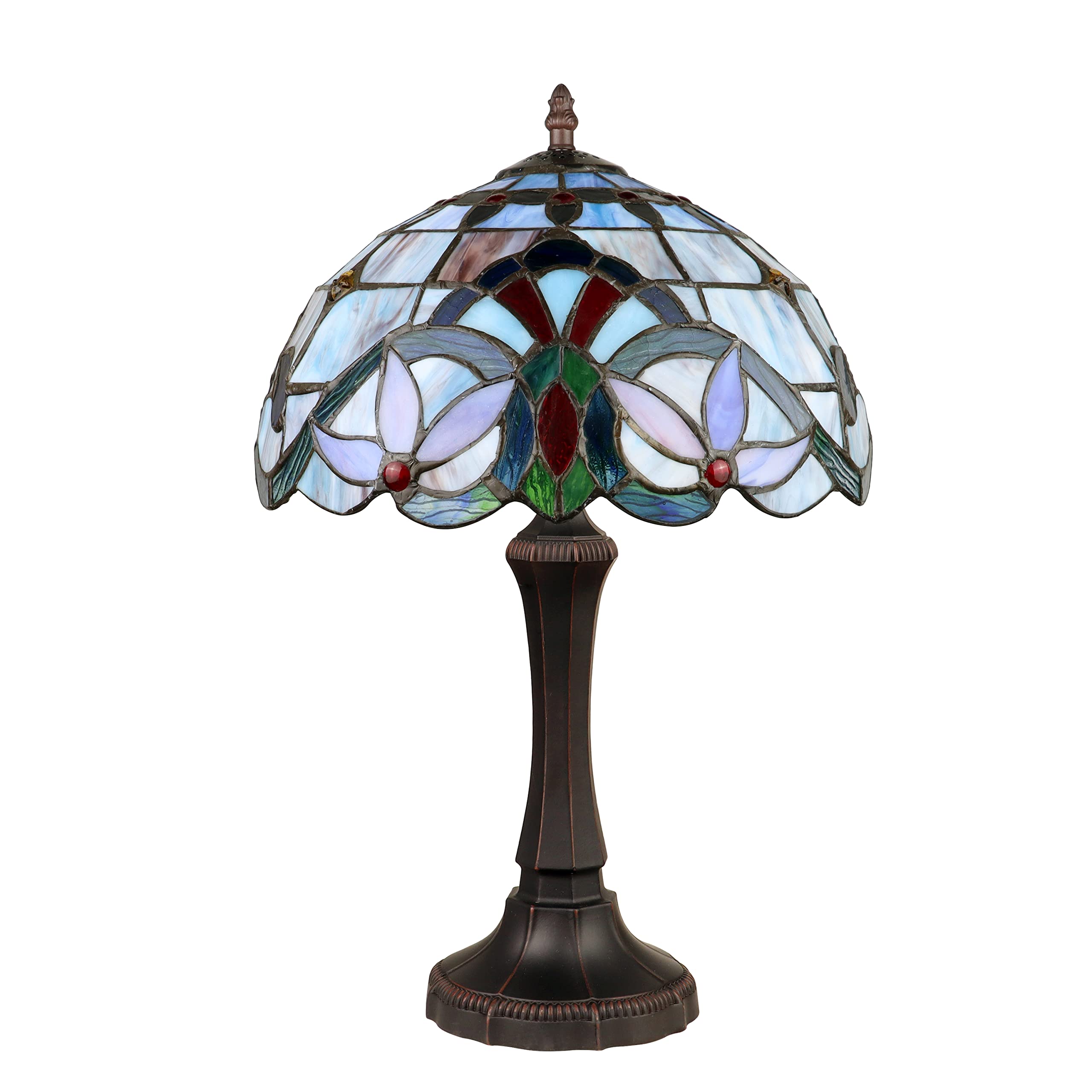 Chloe Lighting Table Lamp, Victorian-Style, Dark Bronze, Glass, 12in Wide, Model CH3T381VB12-TL1, Multicolor