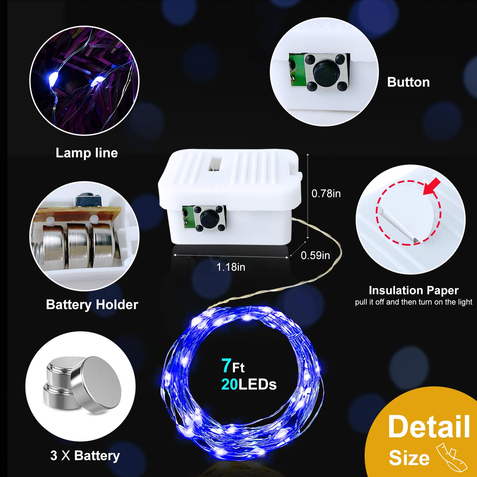 pozzolanas 24 Pack LED Fairy Lights - Waterproof Battery Operated String Lights, 20 LEDs, Purple & Blue, Model D3-23DC