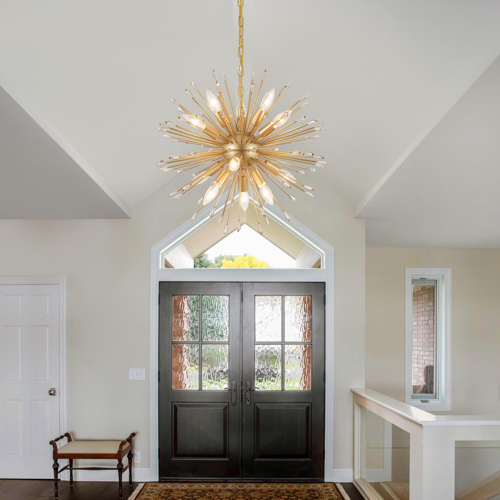 Meixisue Modern Sputnik Chandelier,Gold Firework Pendant Light 12-Light Dining Room Chandeliers Hanging Light Fixture For Kitche