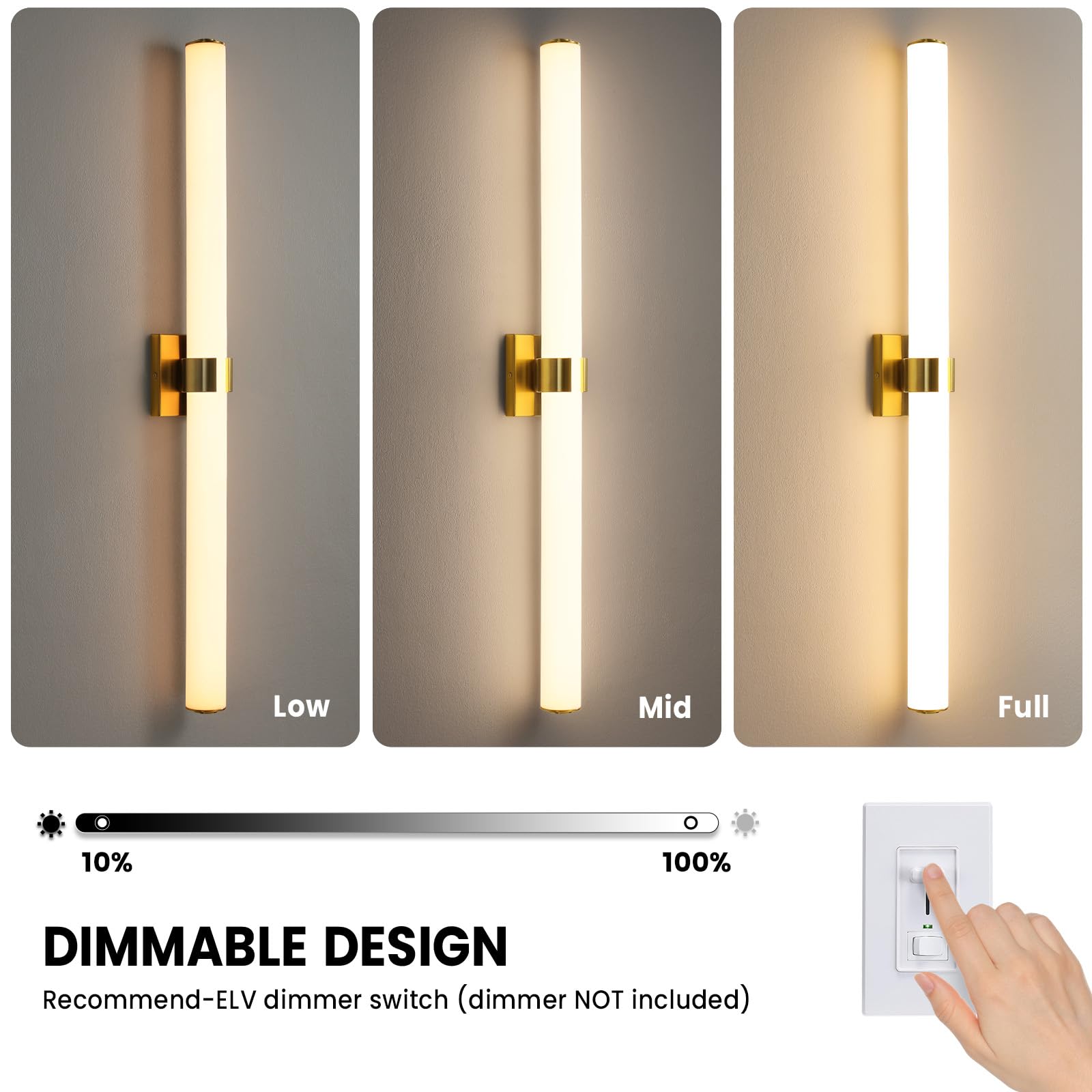 Aijiasi Bathroom Light Fixtures - 39 Inch Gold Bathroom Lights Over Mirror Led Vanity Light With Acrylic Shade, Modern Vanity Li