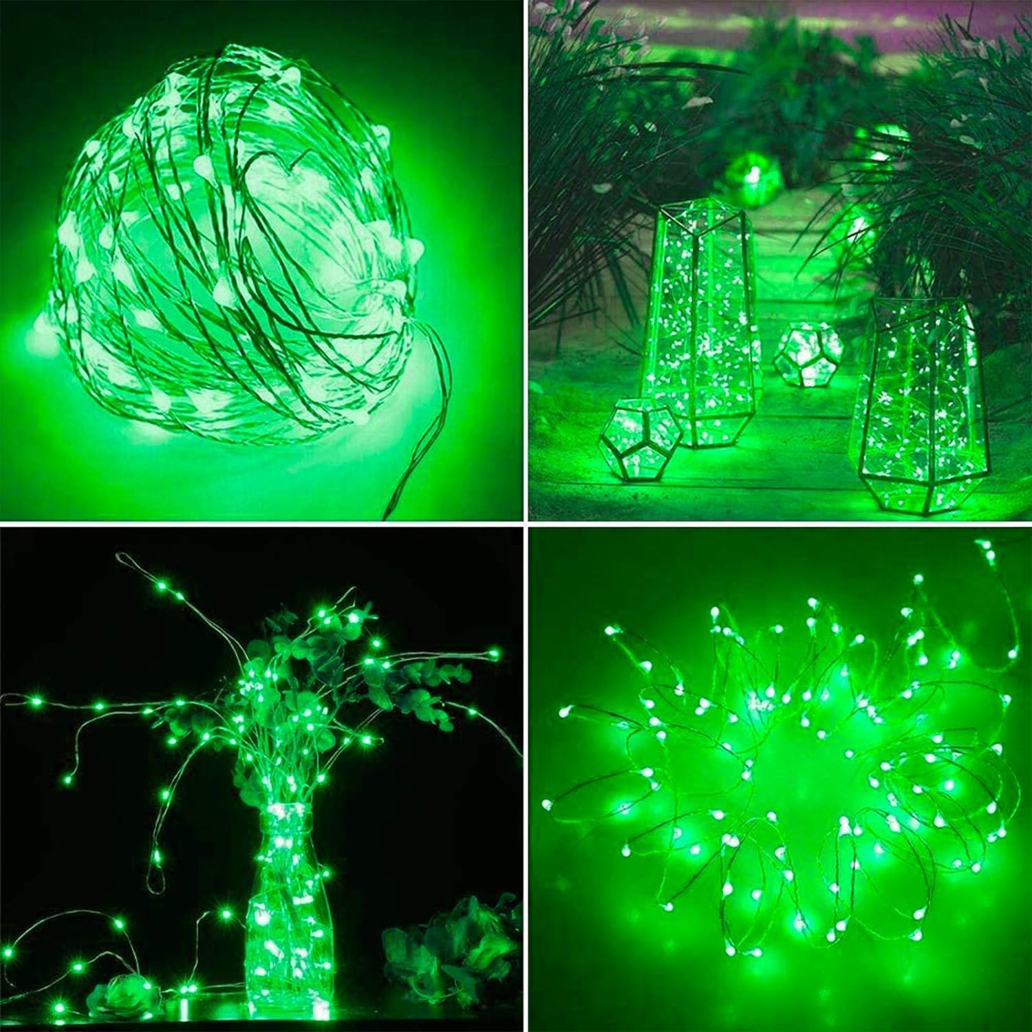 ZNYCYE St. Patrick's Day Fairy String Lights, 50 LED, 8.2Ft, Battery Operated, Green, 4-Pack, Copper, 8 Modes with Timer