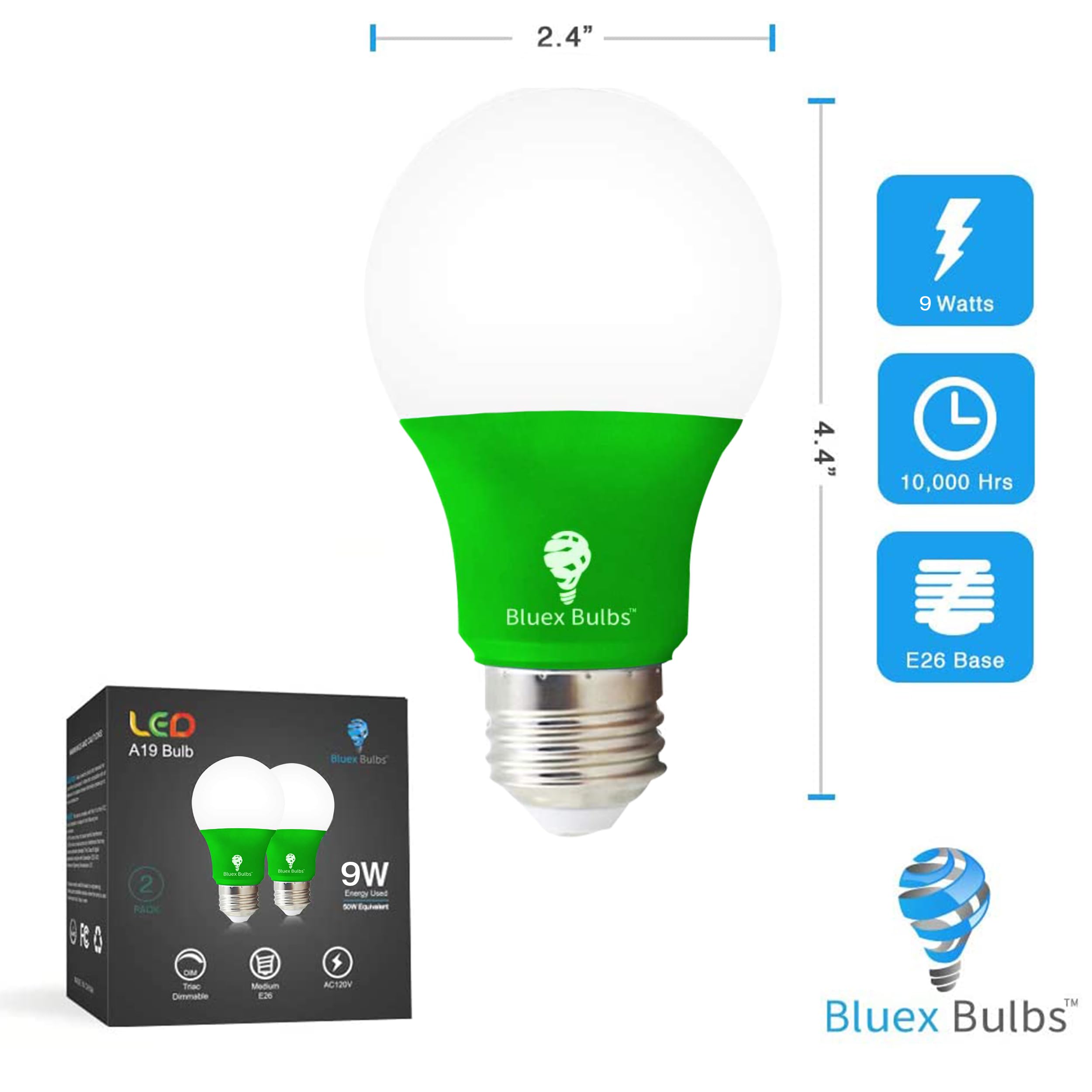 8 Pack A19 Led Red Light Bulb Led Green Light Bulb 120V E26 Base 9 Watt (60-Watt Replacement) Red Bulb Red Bulb, Party Decoration, Porch, Home Lighting, Christmas Light Bulbs