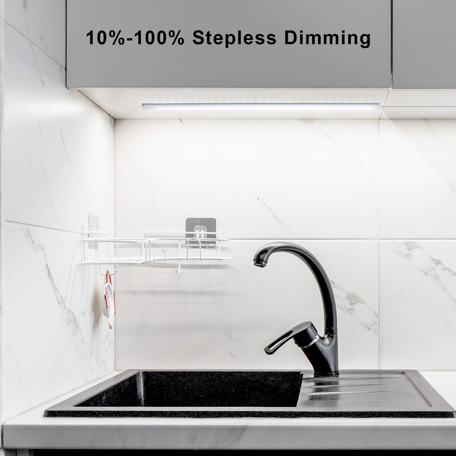 Under Cabinet Led Lighting Wired, Bright Under Desk Light With Memory Function, Dimmable Under Counter Lights, 15 Inch Led Sink