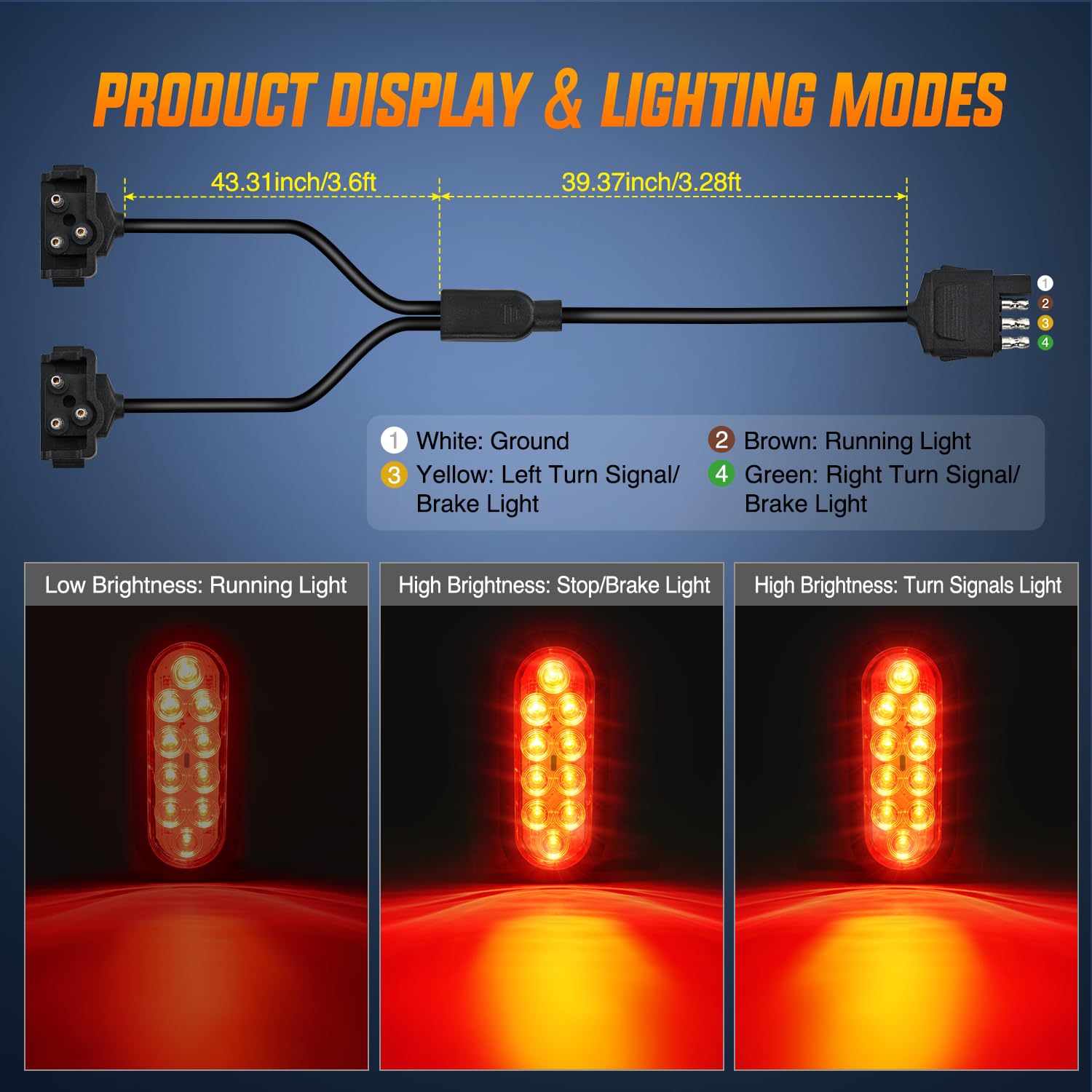 Nilight Hitch Cargo Carrier Light Kit 2Pcs 6Inch Red Oval Led With Flush Mount Grommets Wire Harness Waterproof Stop Turn Signal