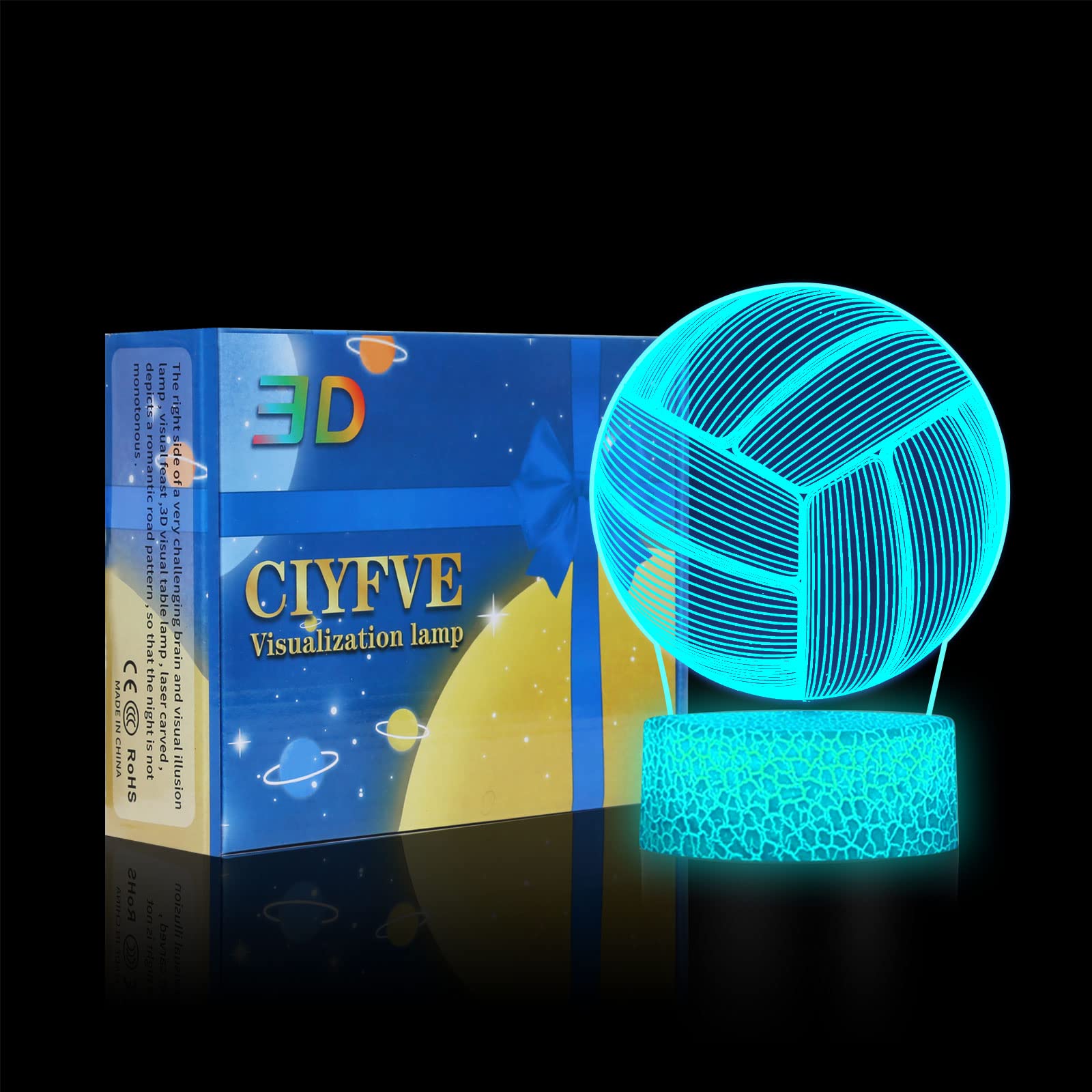 Shanjianke Volleyball 3D Night Light Touch Control - 7 Colors Auto Gradient Night Light,Kids Night Light Suitable For Home Outdo