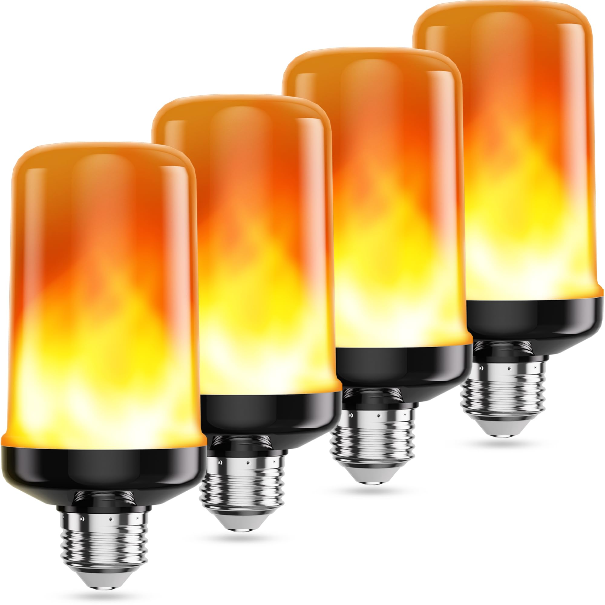 hyrion LED Flame Light Bulbs, 4 Modes Fire Flickering Light Bulbs, E26 Base with Upside Down Effect, Halloween, Christmas Party 