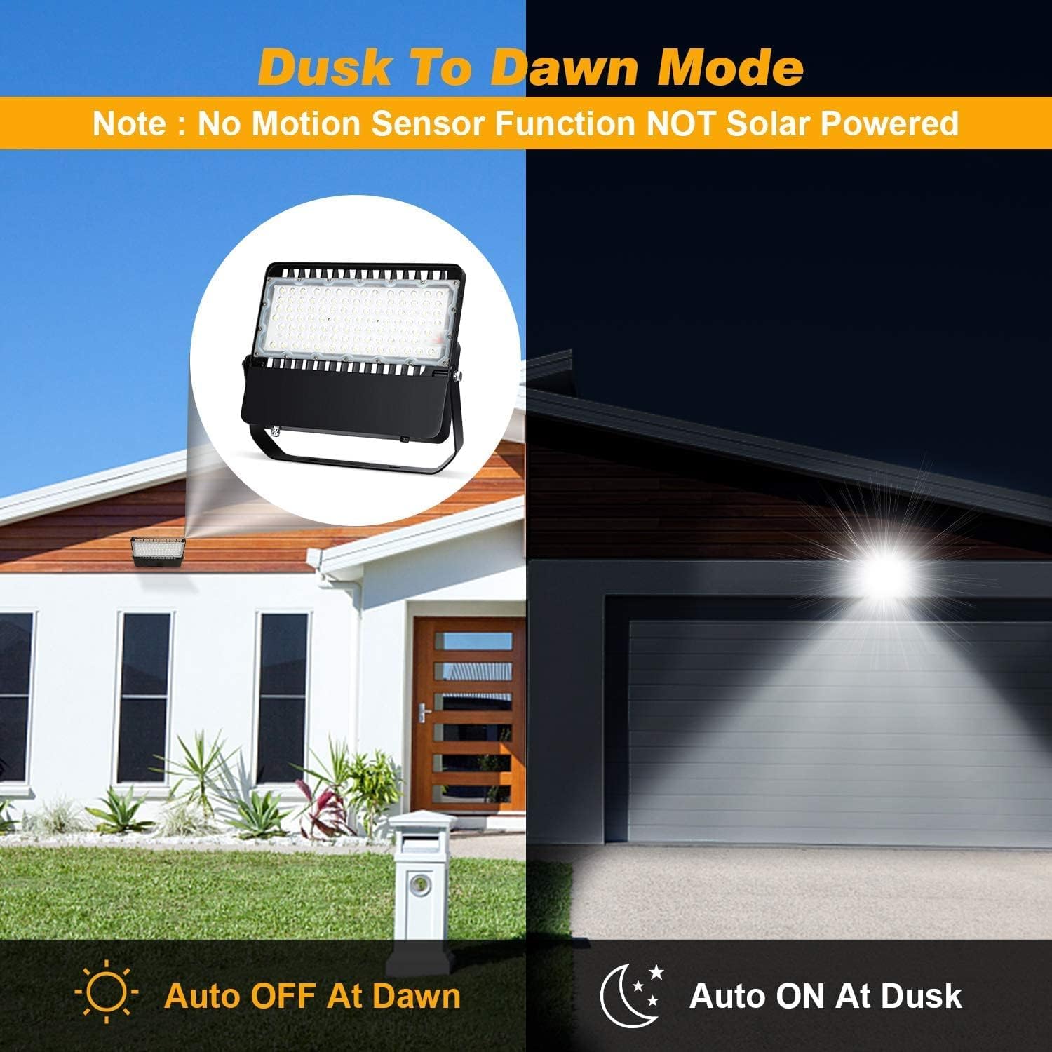 Juyace 36000lm LED Parking Lot Lights, 240W Dusk to Dawn Flood Light, Black, Model KU203C-N, 3 Pack for Sports Fields & Security Areas