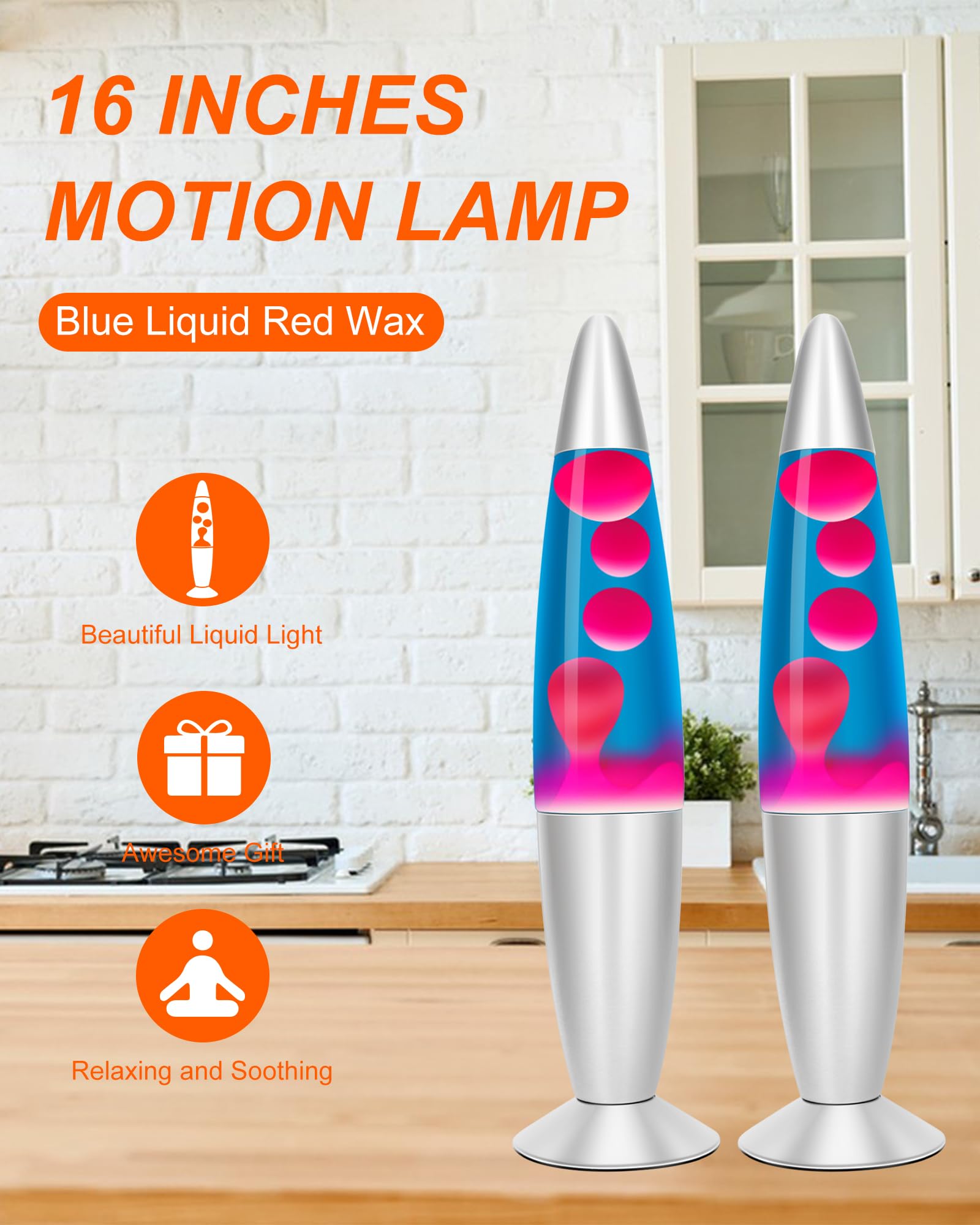Dalavalampa 16-inch Liquid Motion Lamp for Adults,Teens and Kids Gifts, Blue Liquid Red Wax, Large Magma Lamp Night Lights for H
