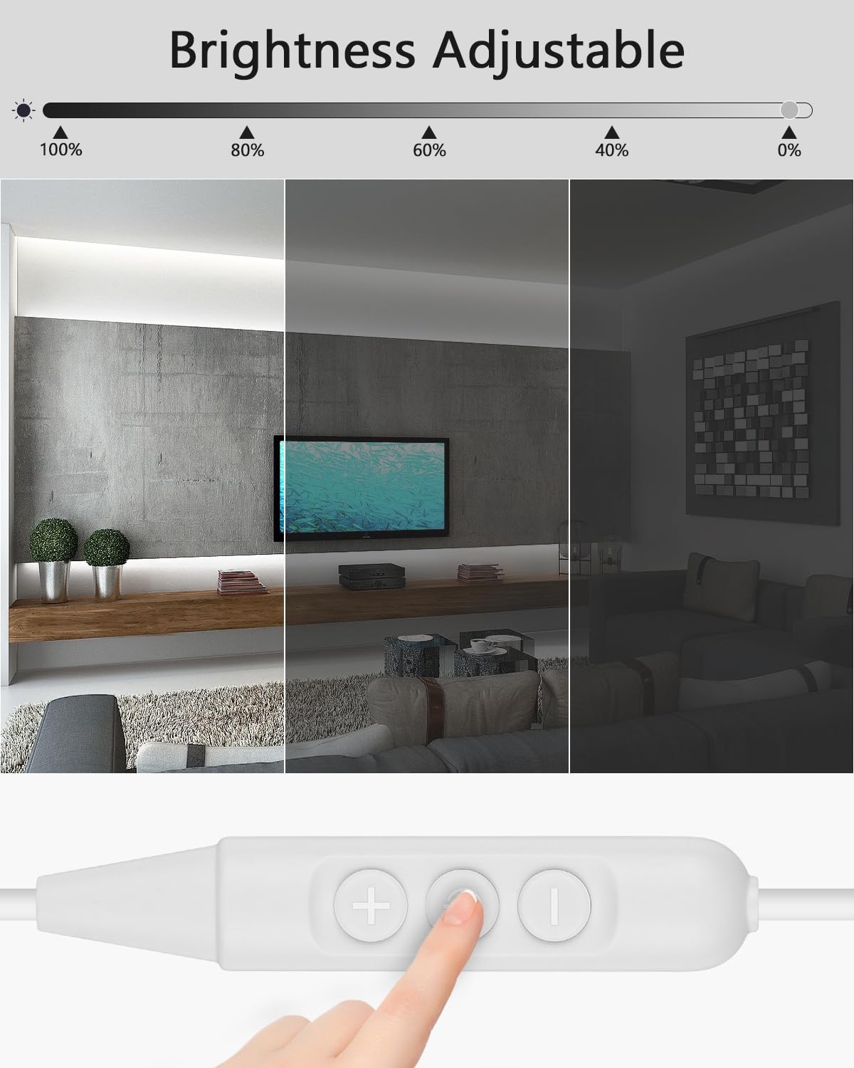 Aclorol 5V Cob Led Strip Light Usb Powered 6000K 9.84Ft/3M 960Leds Dimmable Led Flexible Light Strip With Dimmer 8Mm Width Doltl