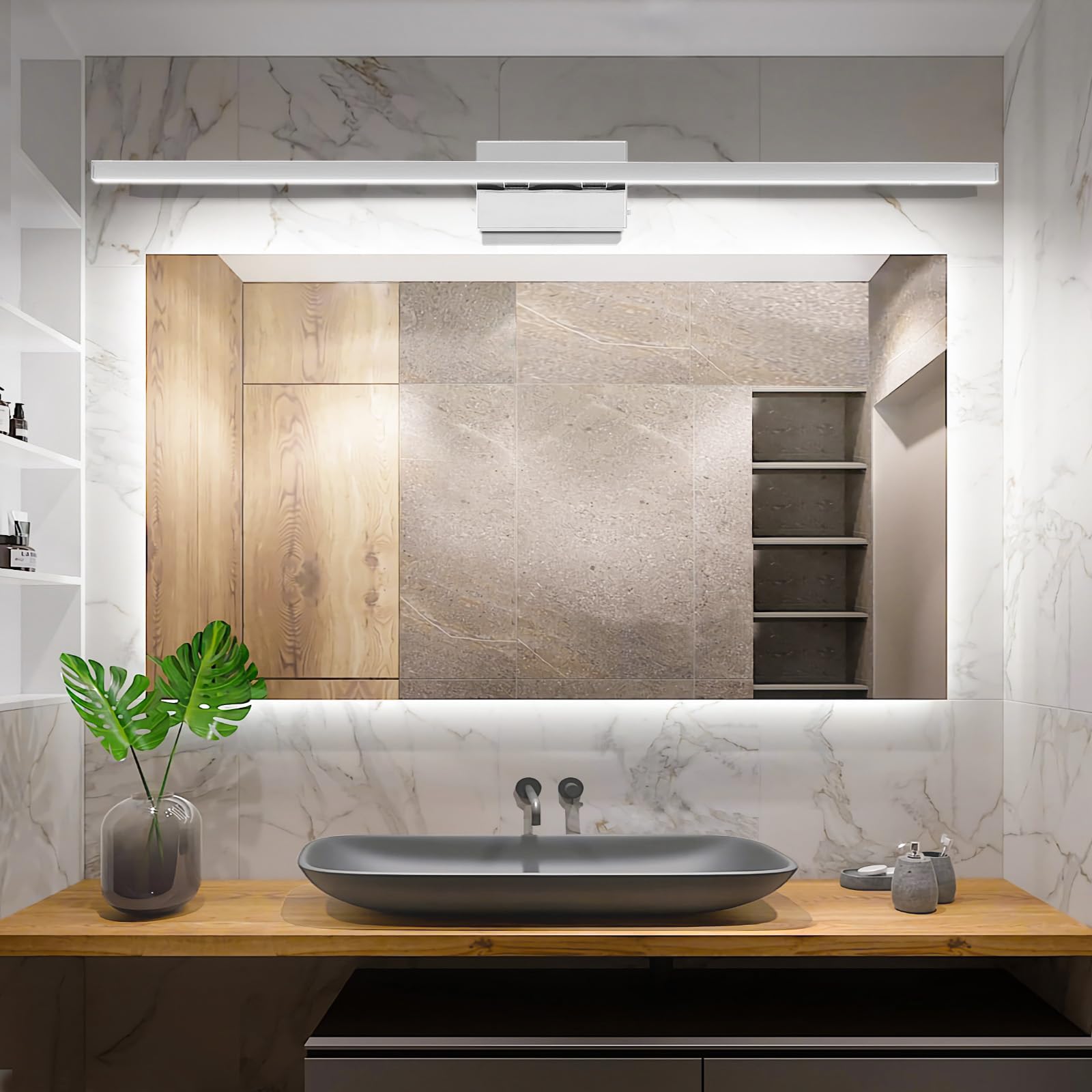 VOLISUN 48-Inch Dimmable Bathroom Vanity Light, 30W 5CCT LED, Chrome, Model 21175ZM, Metal