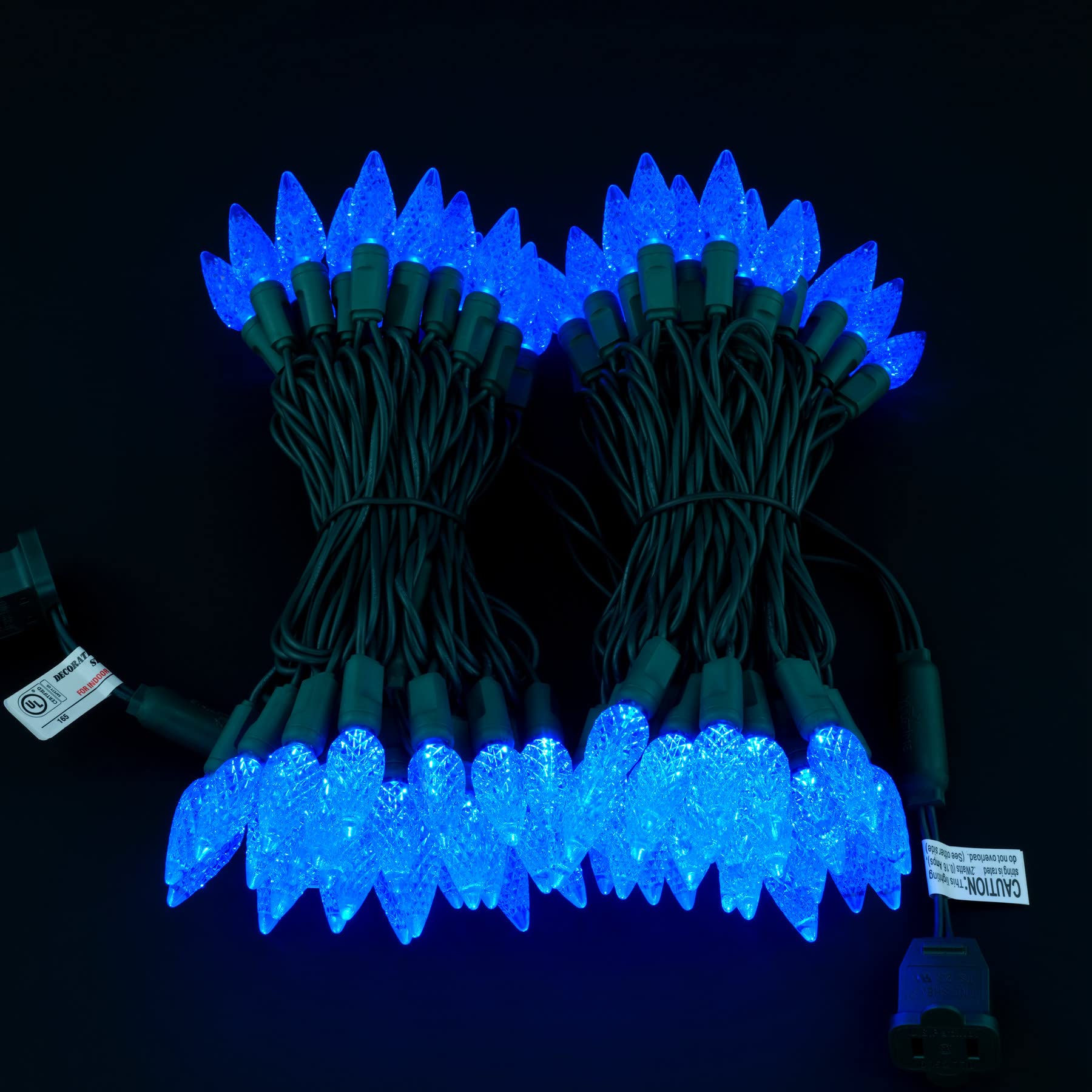 Yuletime Blue C6 Strawberry Led Christmas Lights, 33 Ft 100 Count 4'' Spacing One-Piece High Waterproof Ul Certified String Ligh