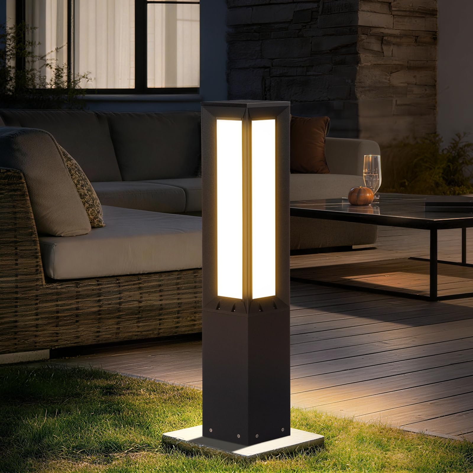 VZVI Outdoor Pathway Lights Wired, 31.5 Tall Landscape Path Lights, AC 100-240V Aluminum Bollard Light, IP65 Waterproof Driveway