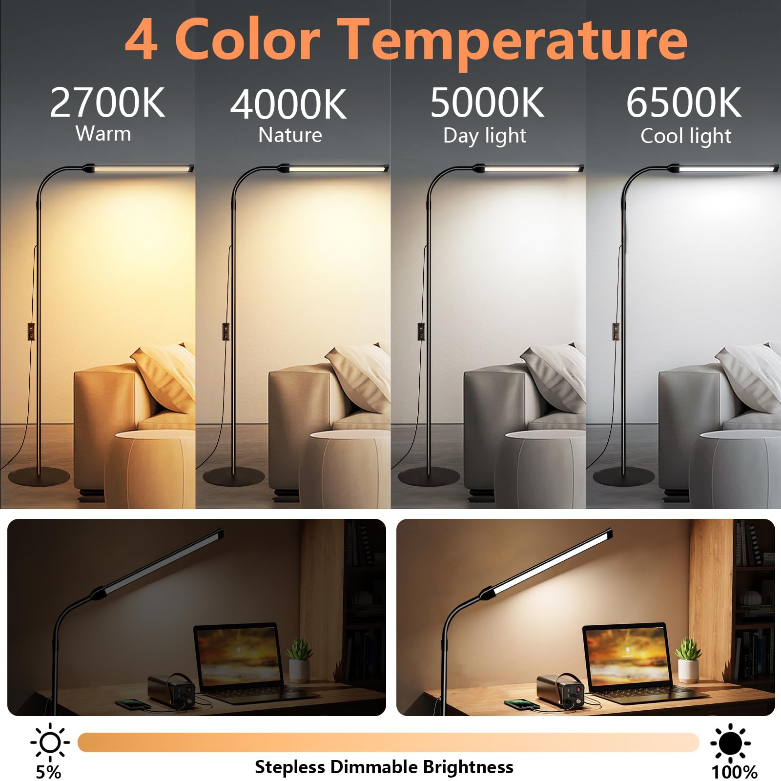 Daysoft Led Floor Lamp Bright Standing Lamps For Office Eyelash Lamp For Extensions Lash Light Tattoo Light Eye Caring Reading Lamp For Living Makeup Light For Bedroom