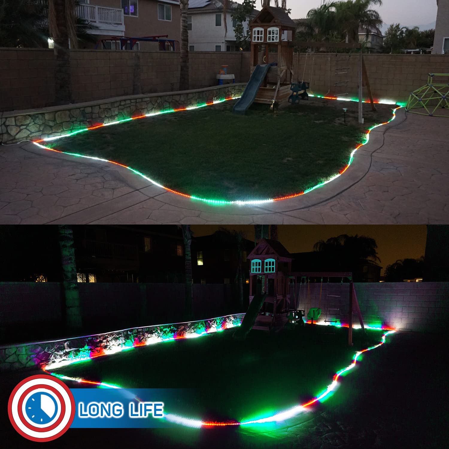 Russell Decor 50ft Patriotic LED Rope Lights - Red, White, Green, Flexible, Connectable, Model RDRPACRWG050CN