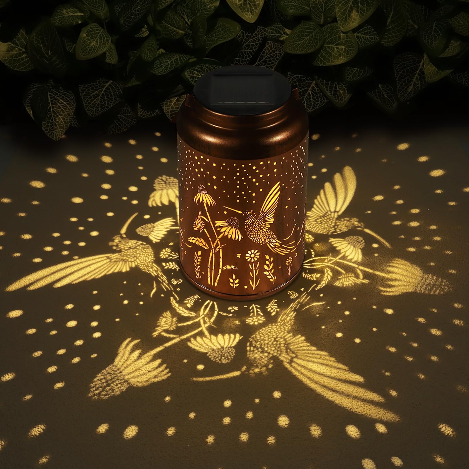Hummingbird Solar Lantern Outdoor Waterproof Christmas Hummingbird Dandelions Garden Decor Birthday Gifts For Women Mom Grandma Metal Solar Led Hanging Lanterns For Patio, Yard, Pathway,Landscape