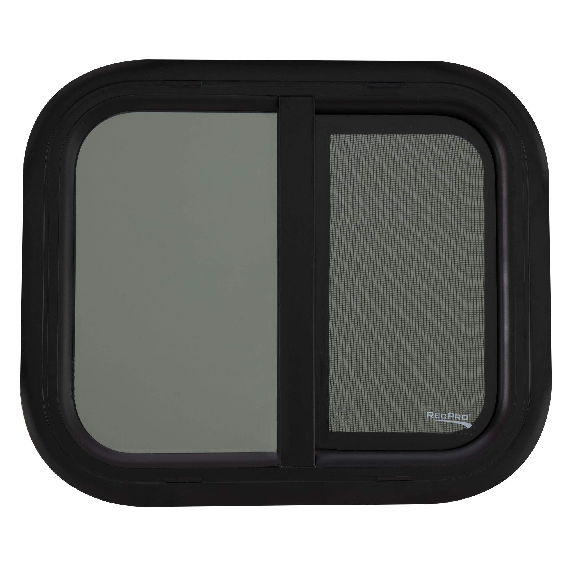 RecPro RV Window Replacement - 18"W x 15"H, Black Teardrop Style, Horizontal Sliding, Model RP-WIN, Made in USA