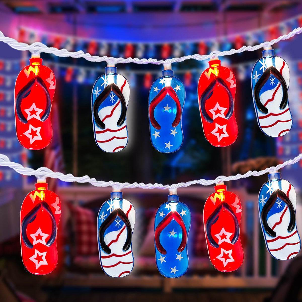 Pallerina 8.5Ft Waterproof Flag Slippers String Lights, 10 Multicolor ...