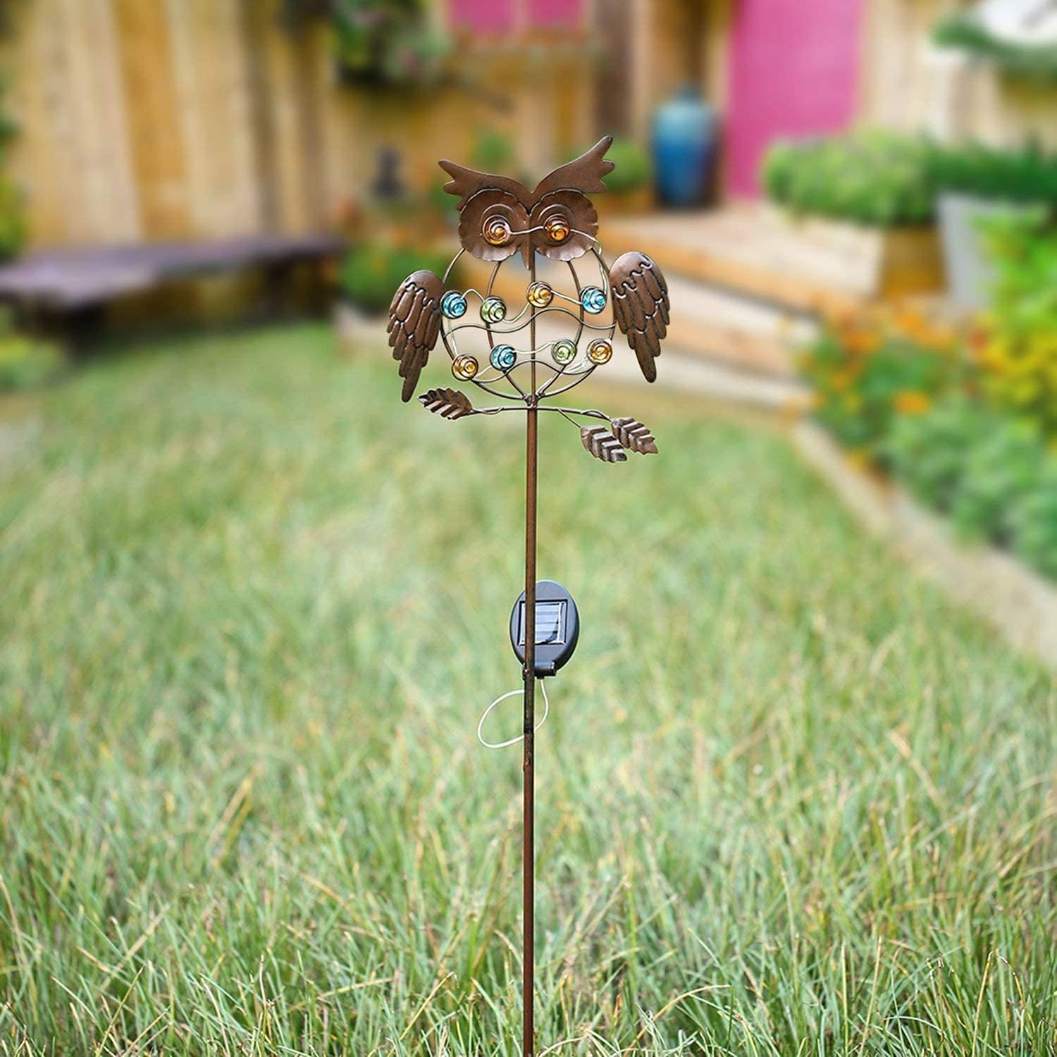 Take Me Garden Solar Lights Outdoor,Solar Powered Stake Lights - Metal Owl Led Decorative Garden Lights For Walkway,Pathway,Yard