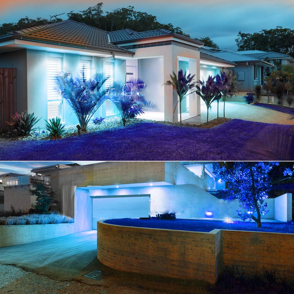 T-Sunus Christmas Solar Landscape Spotlights 2 Pack Metal  Outdoor Waterproof Ip65 Blue Spot Lights Separated Panel With 9.8Ft Cable Auto On/Off For Tree Garden Driveway Pathway Pool Halloween