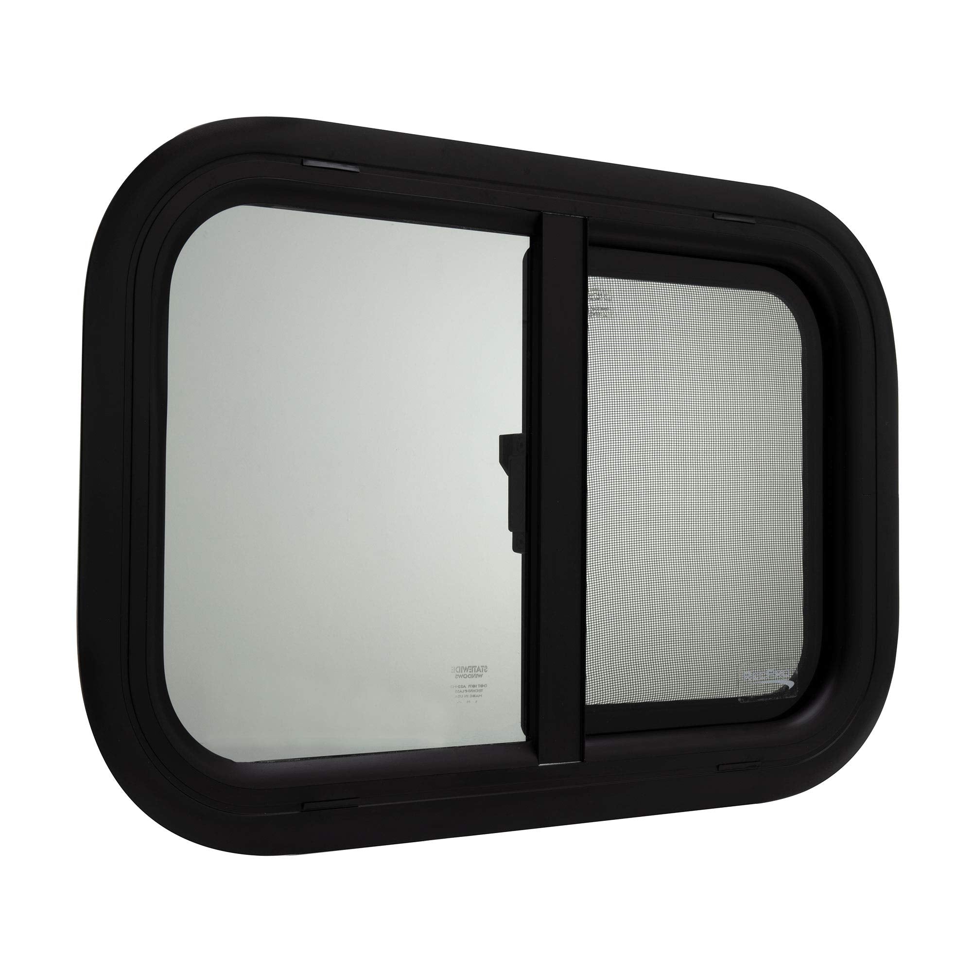 RecPro RV Window Replacement - Teardrop Style, Horizontal Sliding, 21inW x 14inH, Black, Model RP-WIN, Made in USA